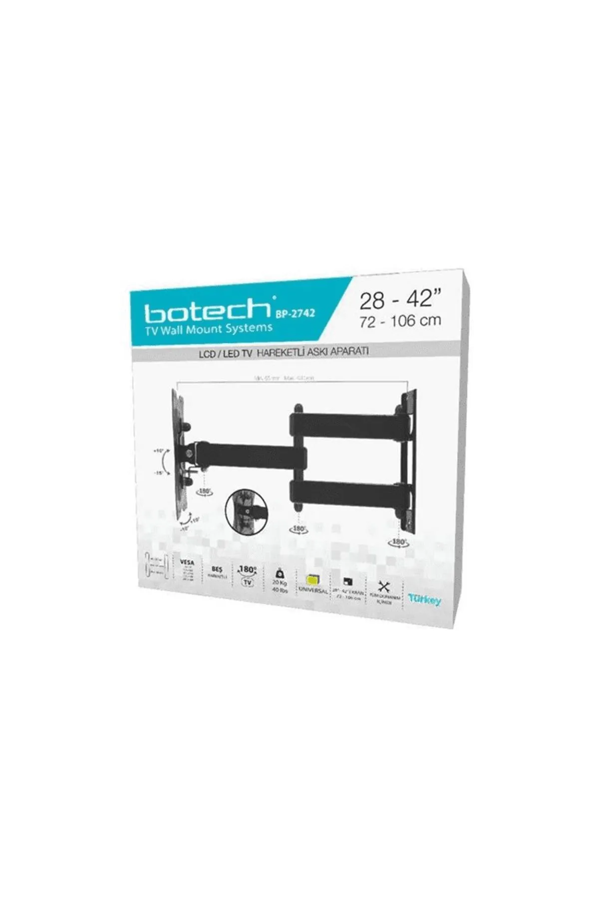 28-42 İnç - Hareketli TV Askı Aparatı - 72-106 cm - LCD LED TV Uyumlu