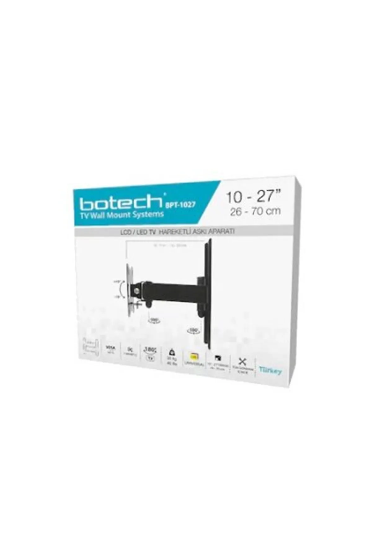 Hareketli TV Askı Aparatı - 10-27 İnç - 26-70 cm - LCD LED TV Uyumlu  - 180 Derece Dönebilir