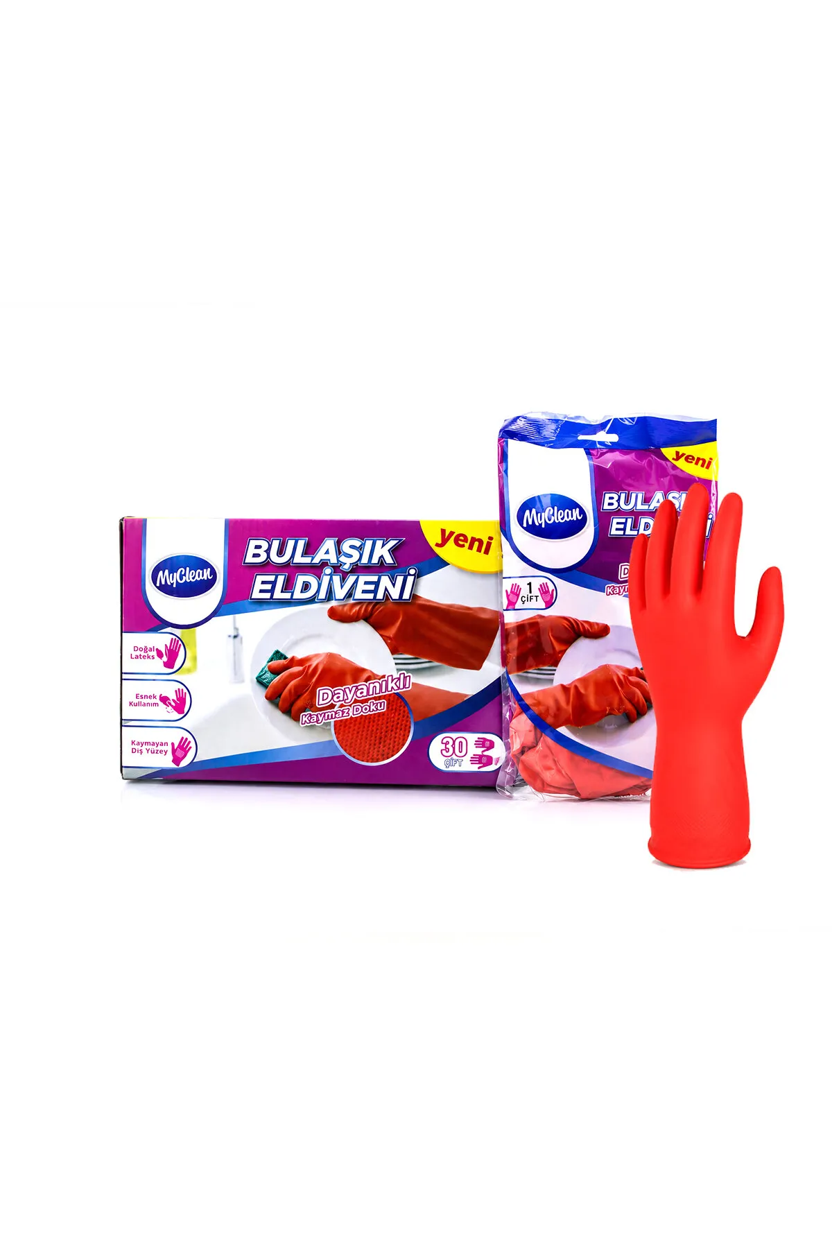 M Beden Temizlik ve Bulaşık Eldiveni - Doğal Pamuk Astarlı - Plastik