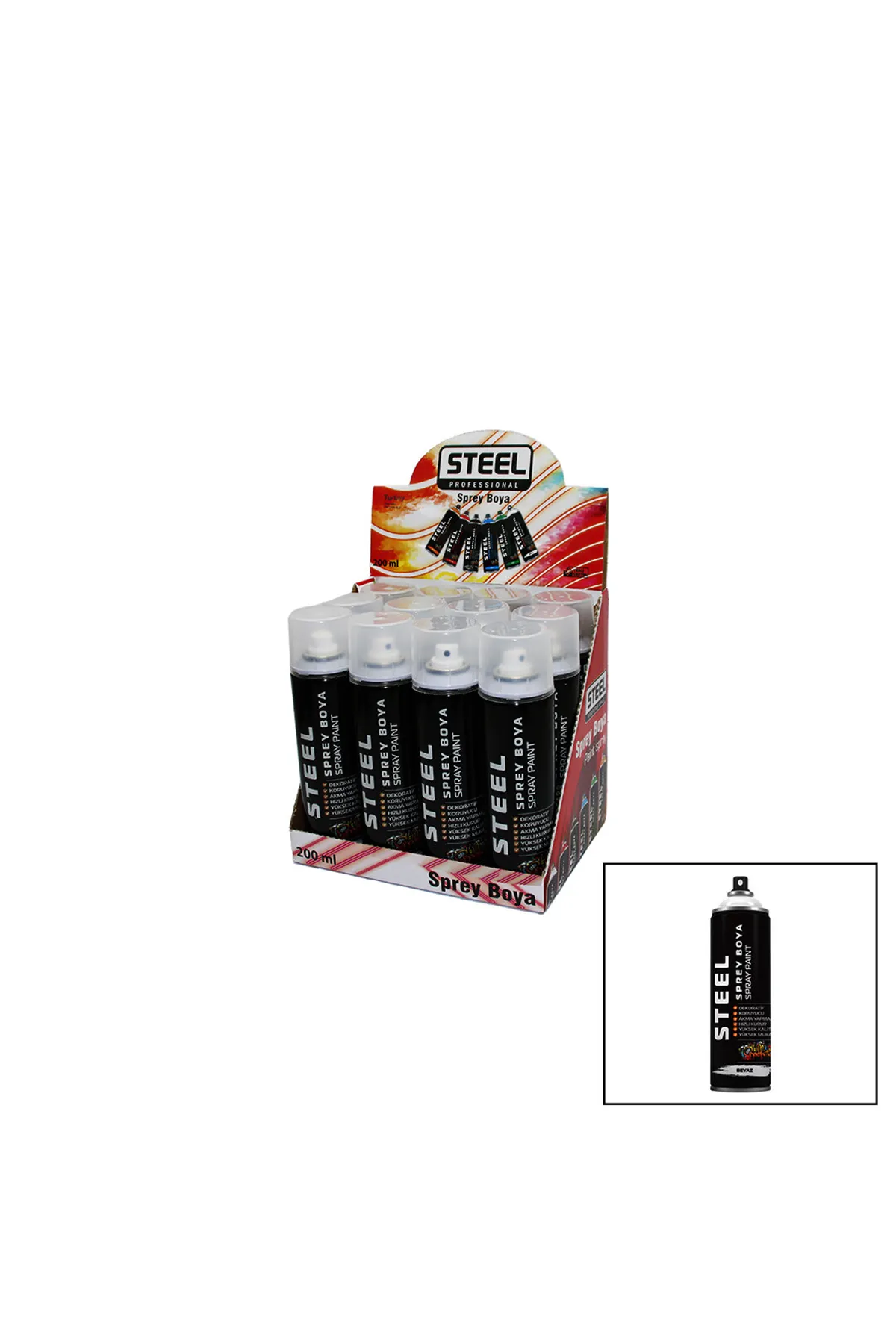 Beyaz Sprey Boya - 200 ml - Hızlı Kuruma Özellikli
