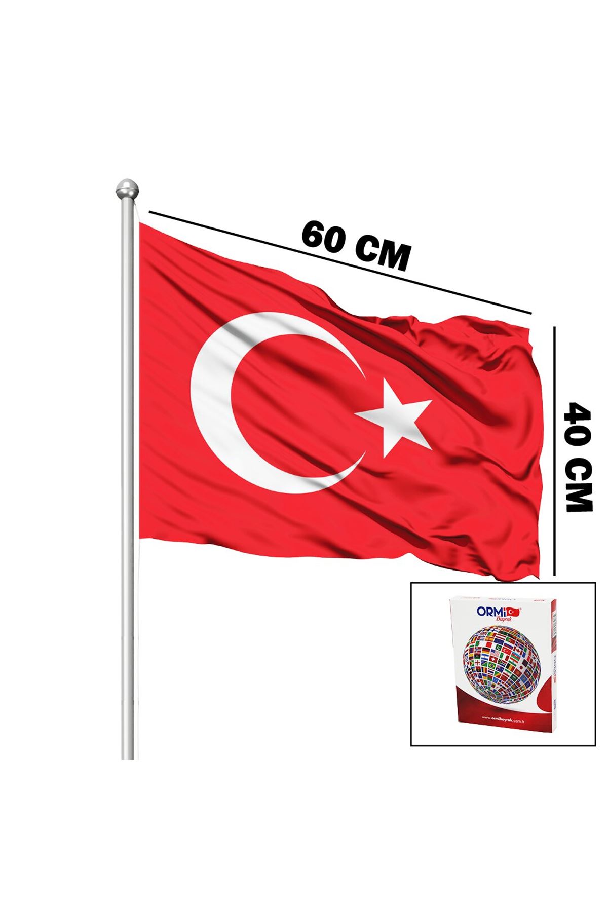 Türk Bayrağı - 40x60 cm - Alpaka Kumaş
