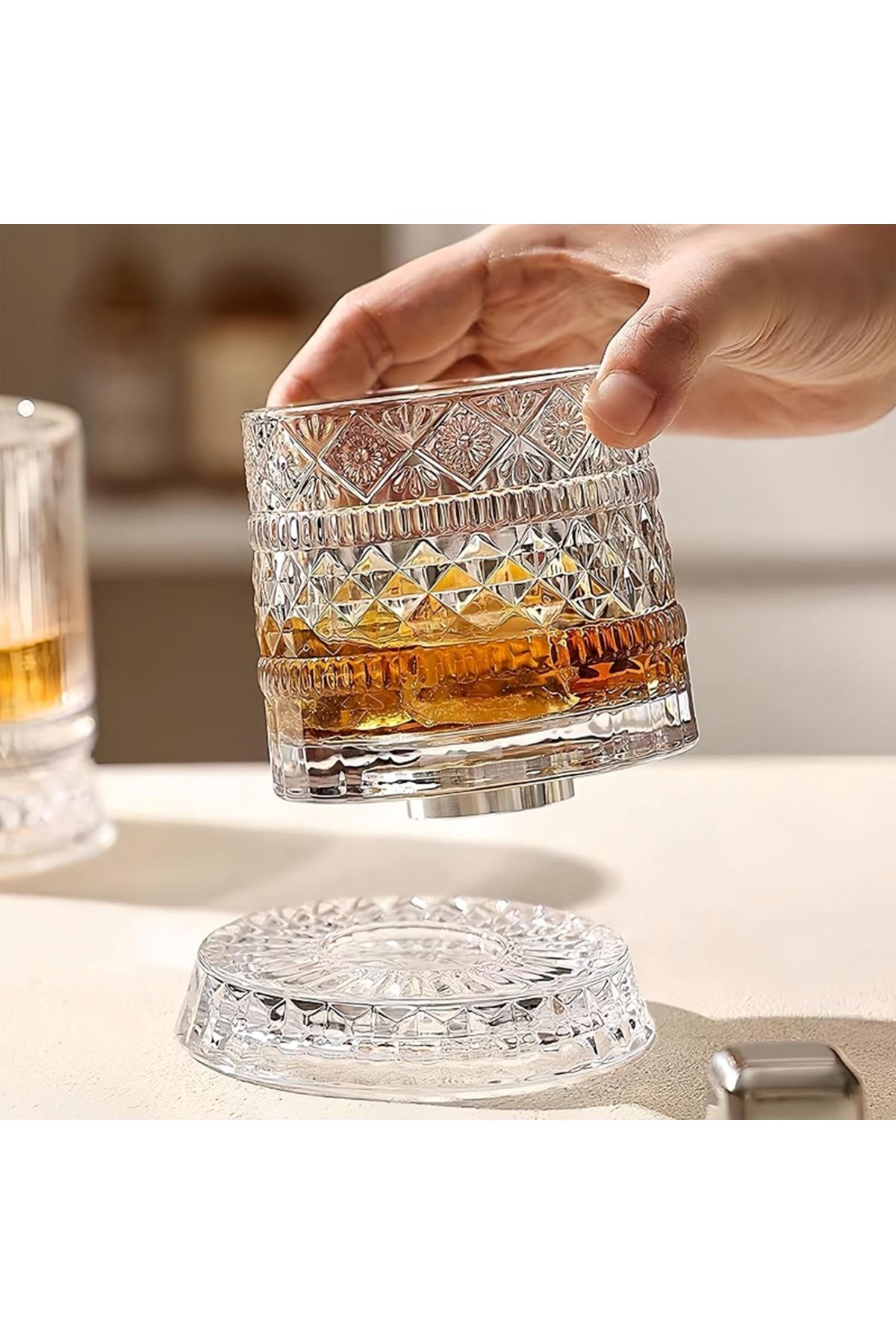360 Derece Dönen Bardak - 280 ml - Kristal Cam
