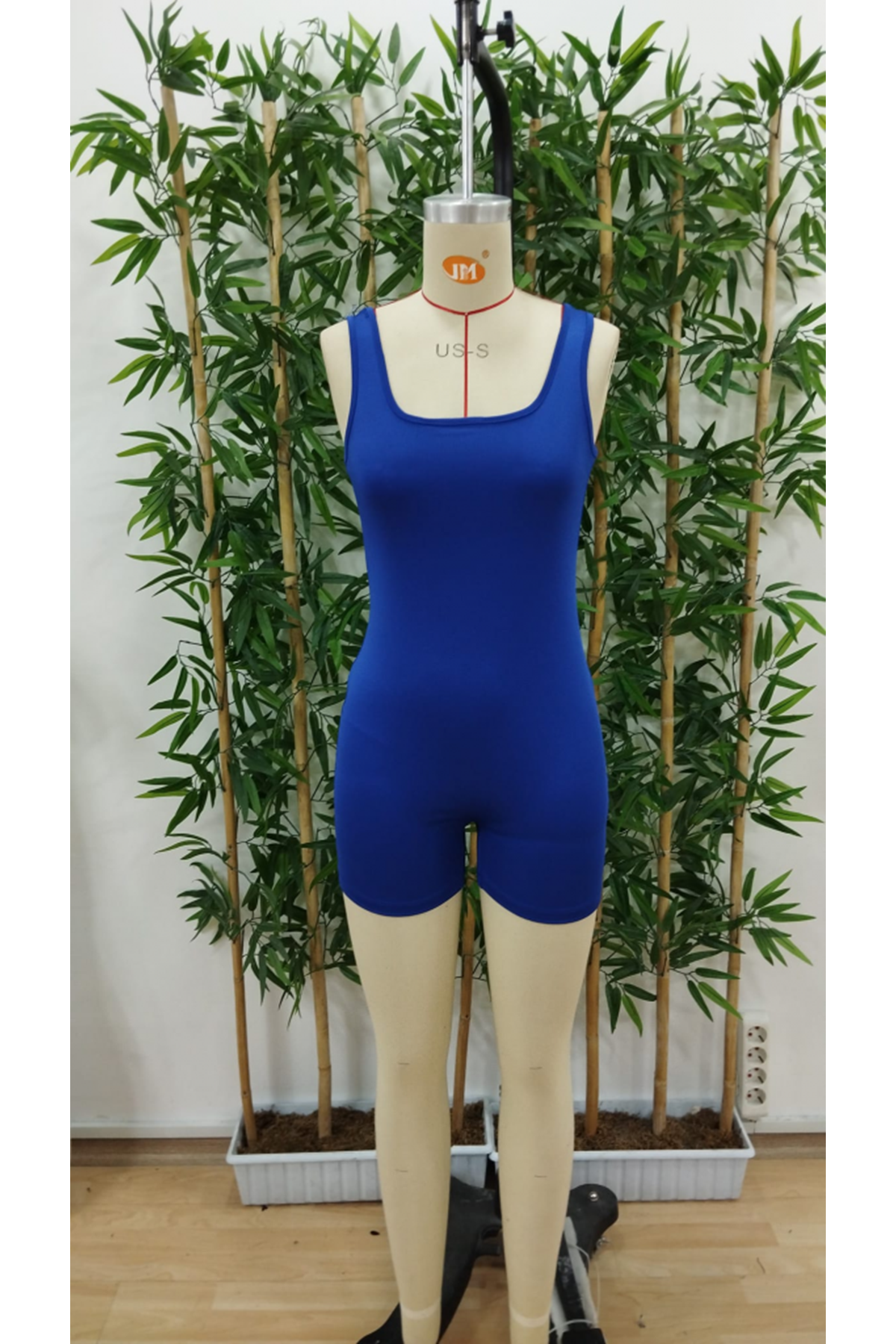 Kadın Kare Yaka Sırt Dekolte Detay Dalgıç Bodycon Mini Tulum