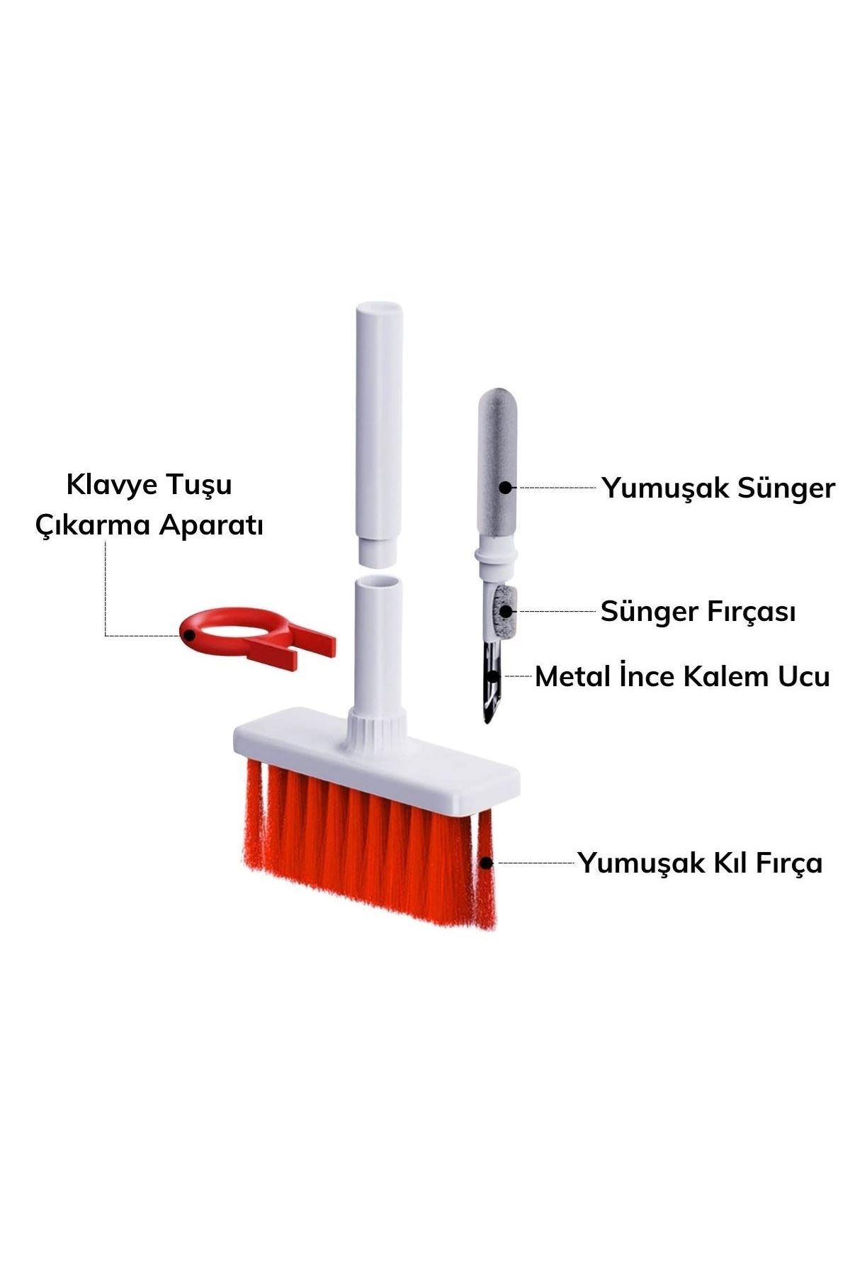 TBL Dekor® Çok Amaçlı Kırmızı Hassas Fırça Başlıklı  Bilgisayar Laptop Temizleme Fırçası