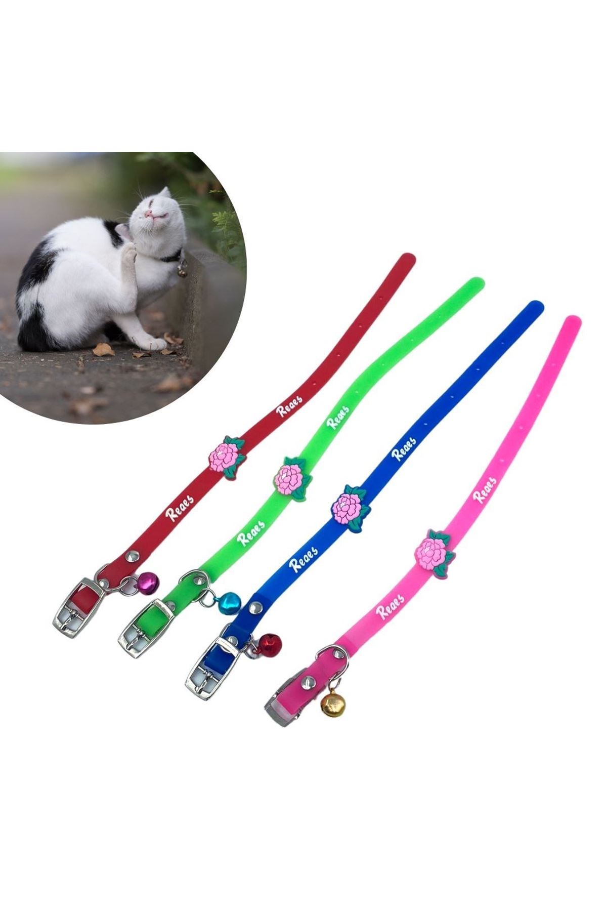TBL Dekor® Çıngıraklı Zilli Sevimli Renkli Slikon Kedi Köpek Boyun Tasması