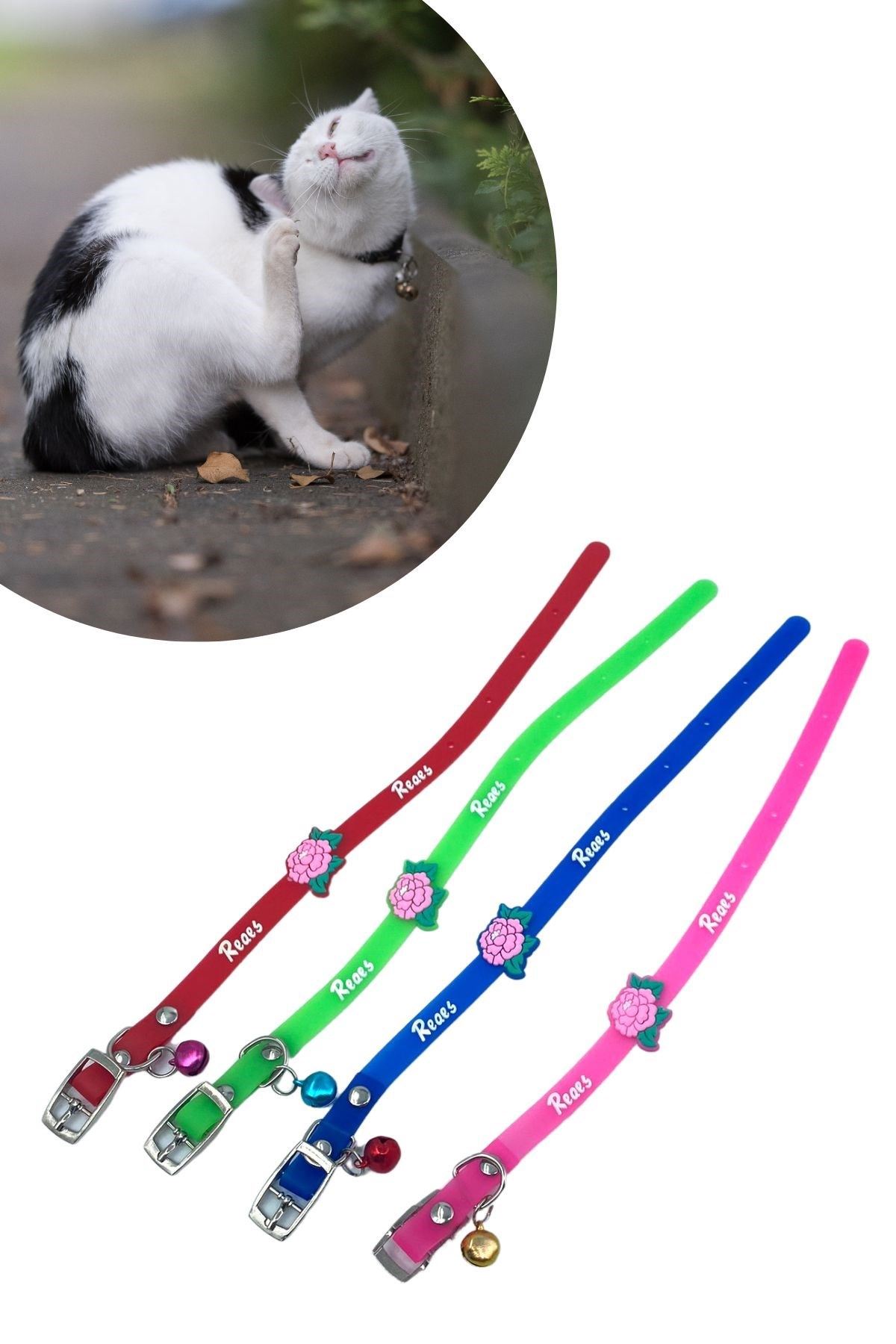 TBL Dekor® Çıngıraklı Zilli Sevimli Renkli Slikon Kedi Köpek Boyun Tasması