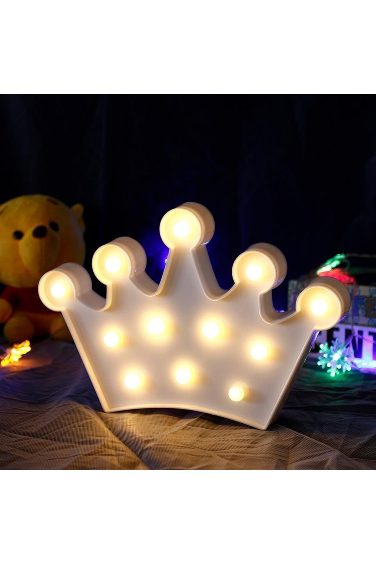 TBL Dekor® 3D Dekoratif Pilli Kraliçe Tacı Model Led Masa ve Gece Lambası