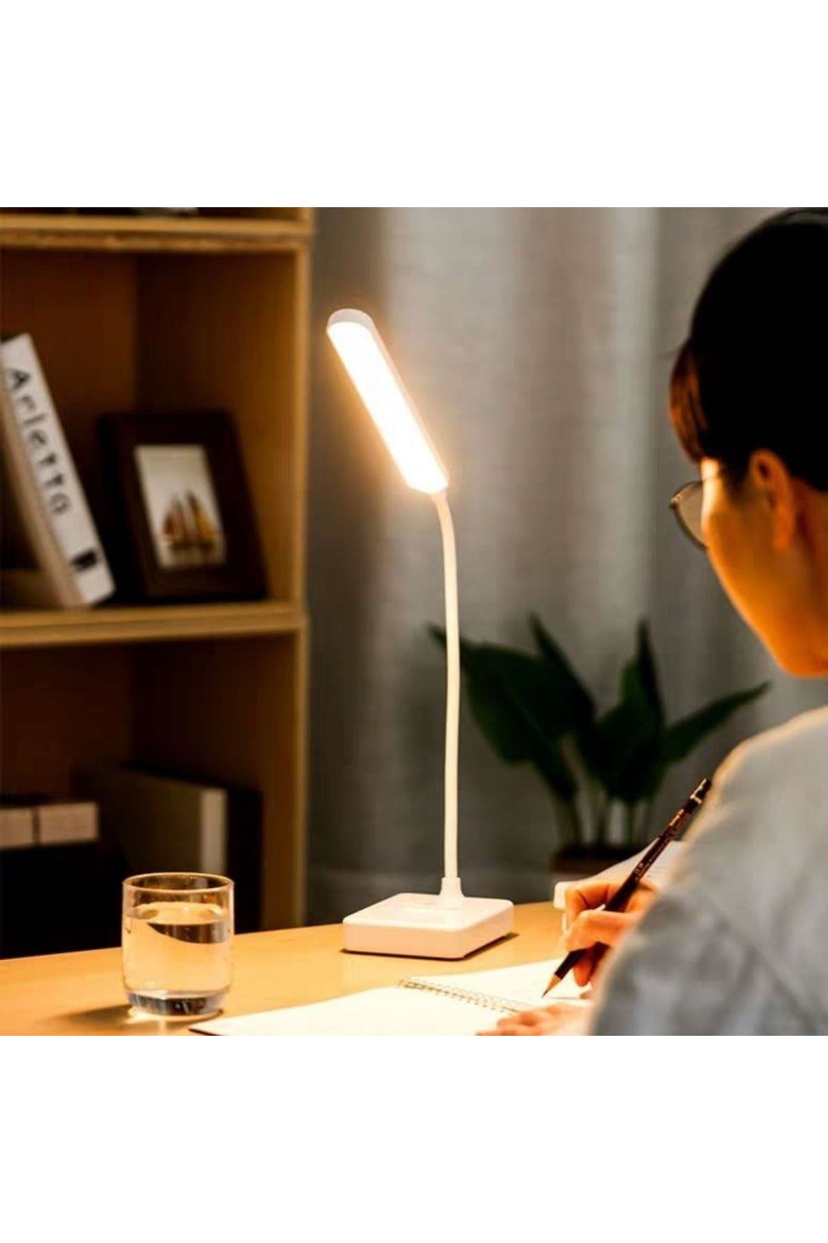 TBL Dekor® İnce Uzun USBli Dokunmatik 3 Kademeli 360 Derece Özel Göz Korumalı led Lityum Masa Lambası