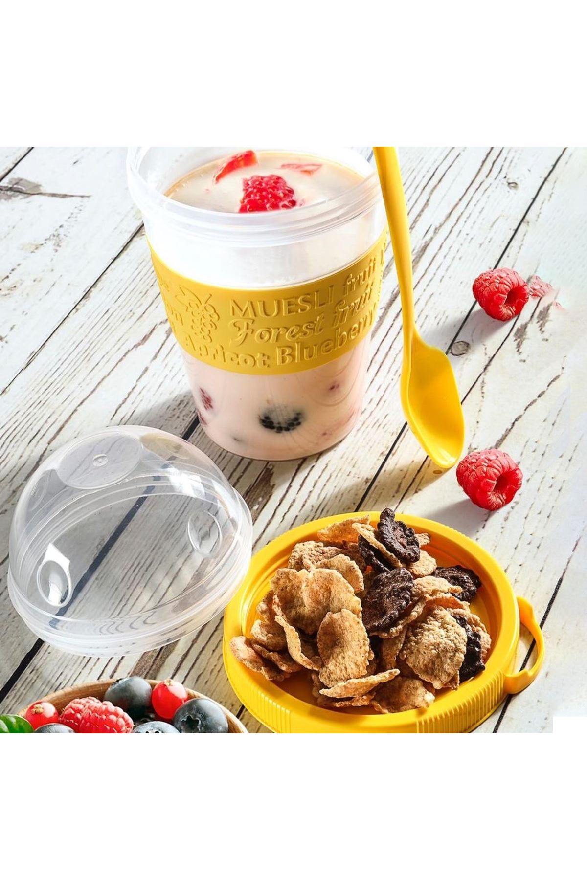 TBL Dekor® Taken Go Kapaklı Kaşıklı Pratik Taşınabilir Meyveli Yoğurt Kabı