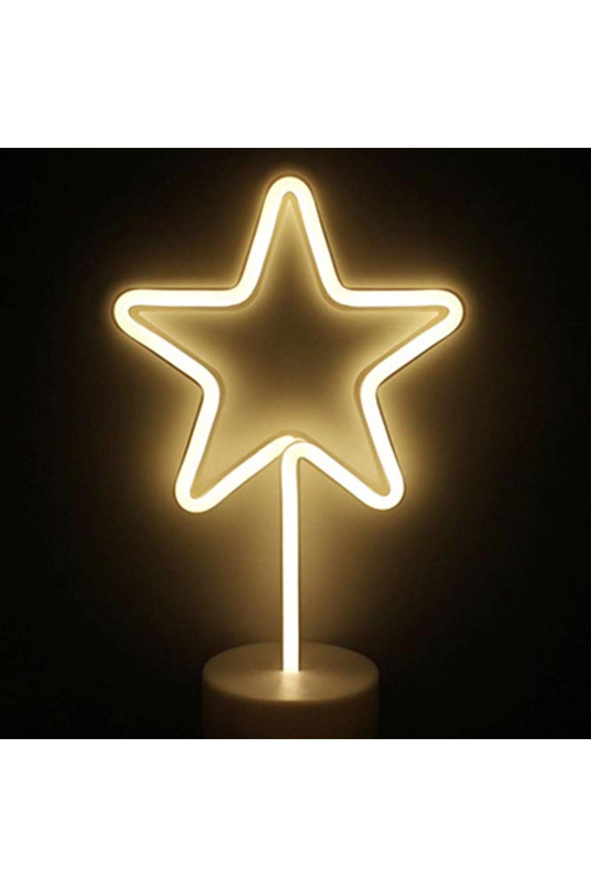 TBL Dekor® Yıldız Tasarımlı Neon Led Masa Ve Gece Lambası Dekoratif Işık