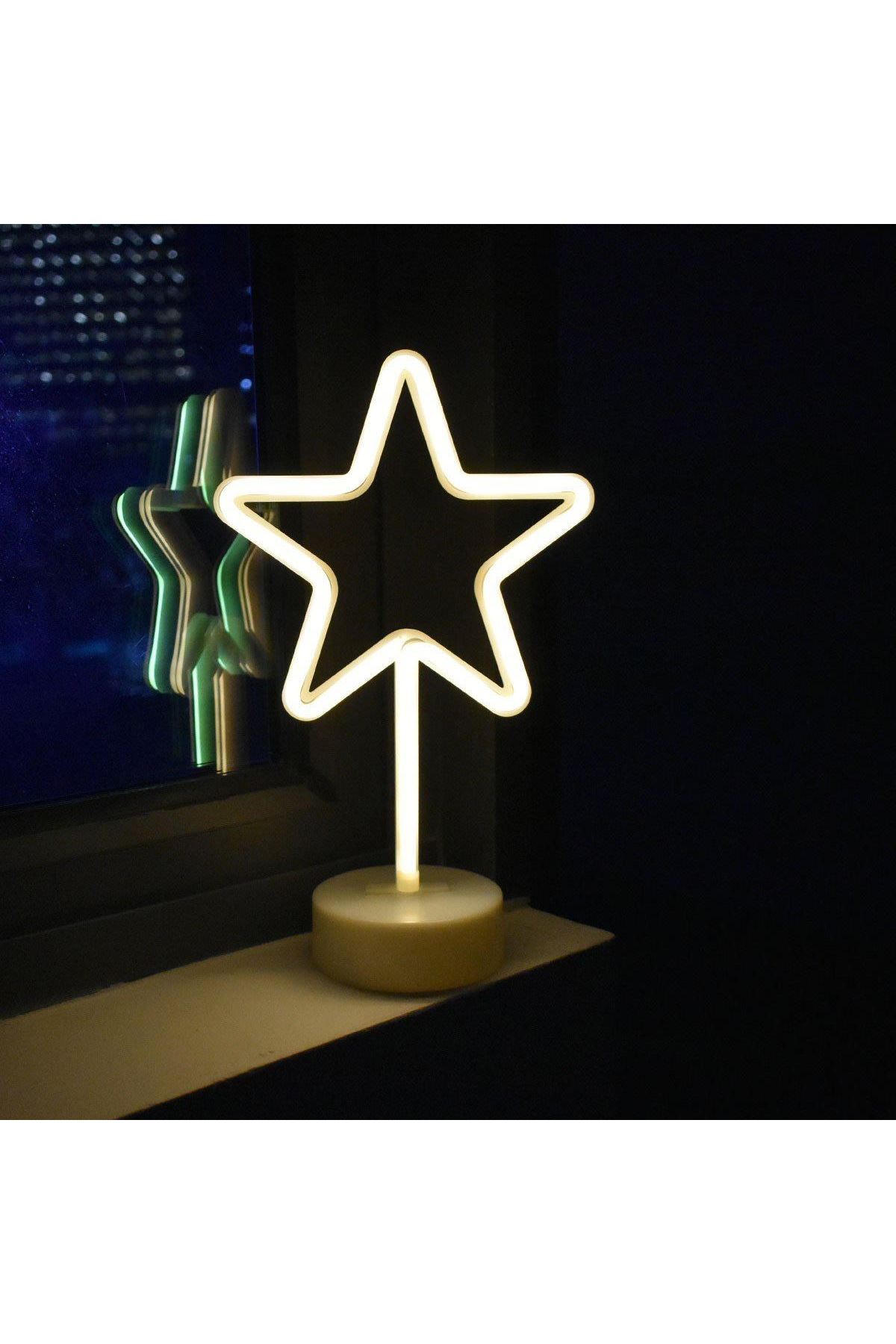 TBL Dekor® Yıldız Tasarımlı Neon Led Masa Ve Gece Lambası Dekoratif Işık
