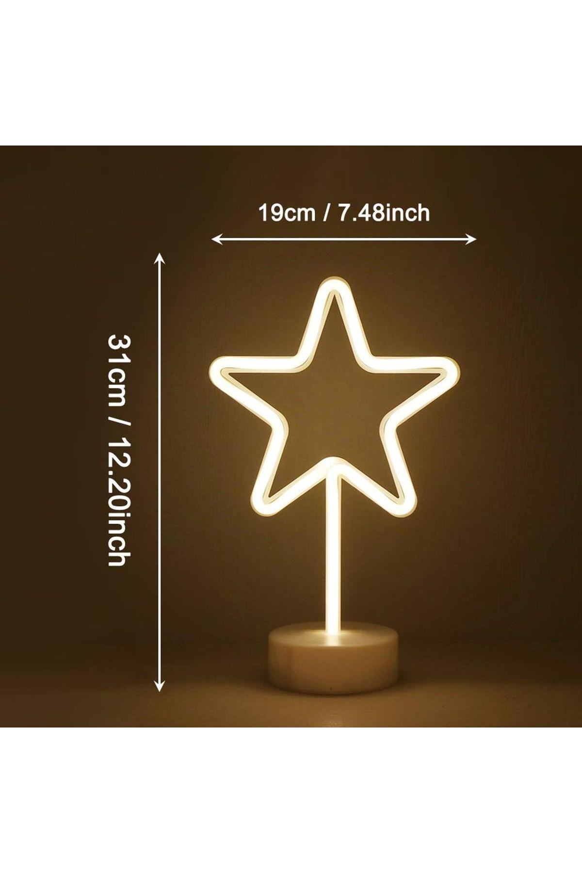 TBL Dekor® Yıldız Tasarımlı Neon Led Masa Ve Gece Lambası Dekoratif Işık