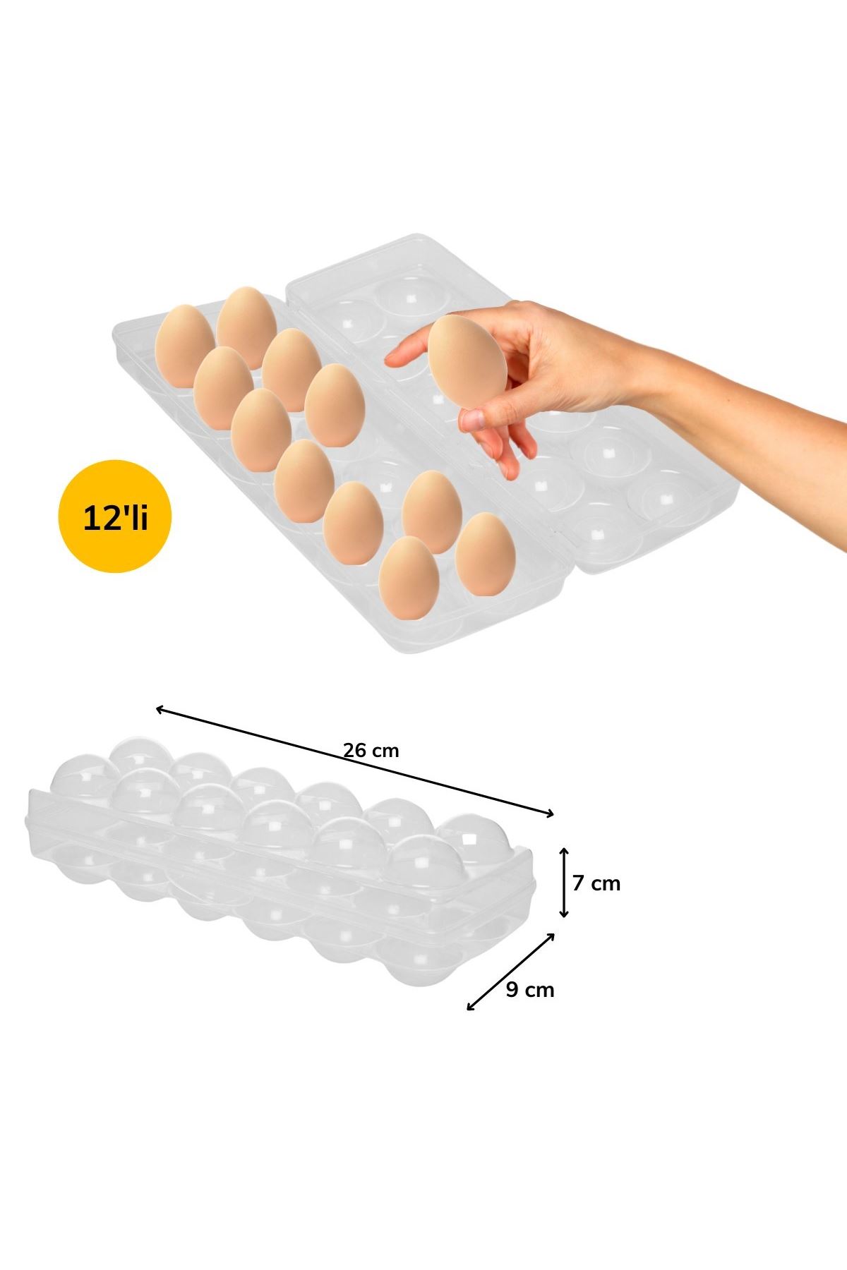 TBL Dekor® 12li Şeffaf Kapaklı Kilitli Yumurta Saklama Kabı Kutusu Aparatı