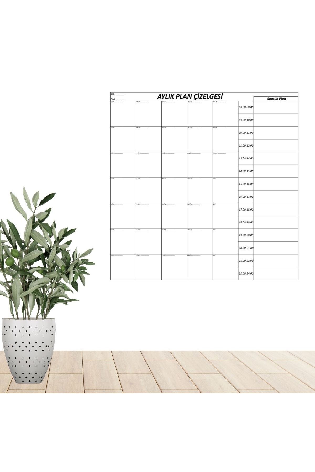 TBL Dekor® Aylık Planlayıcı Manyetik Duvar Stickerı Takvim Plan Çizelgesi