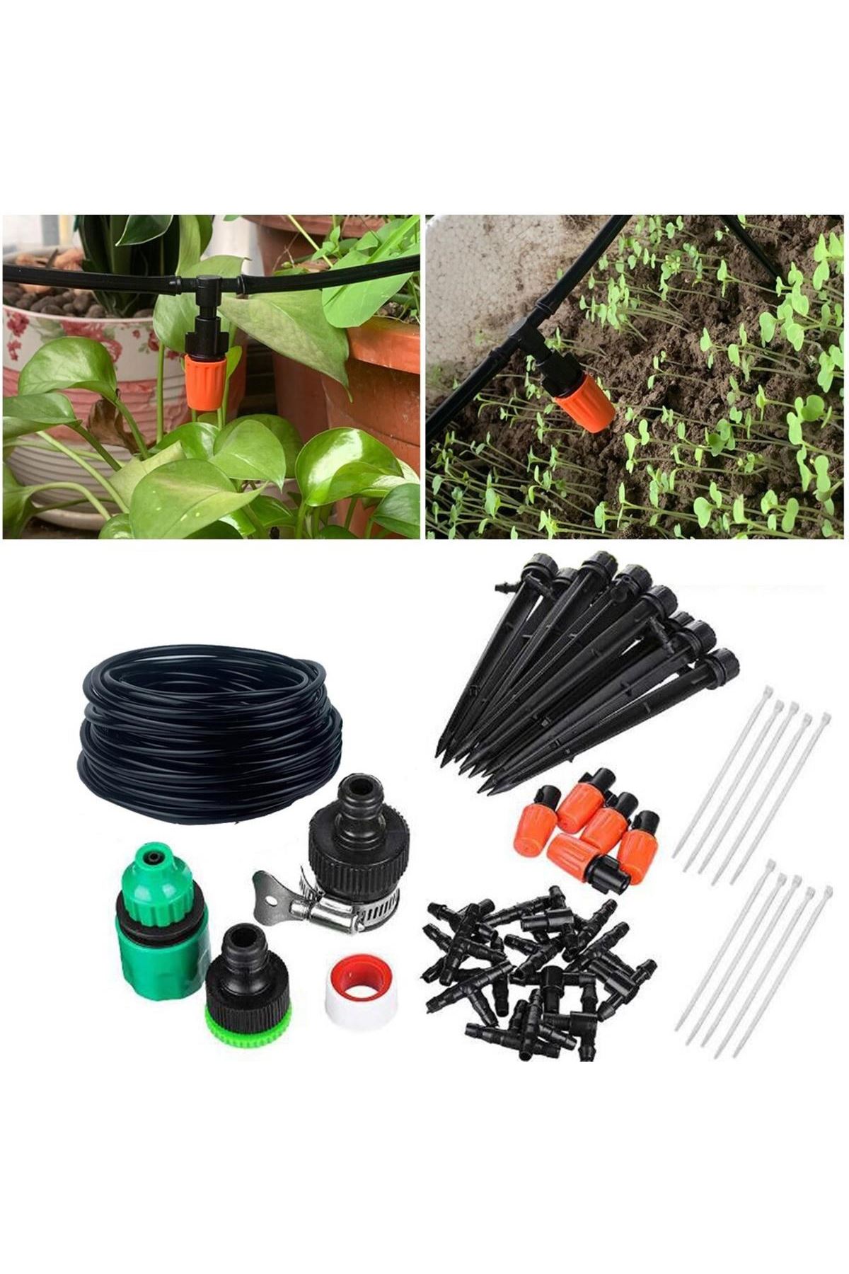 TBL Dekor® 10 Metre Bahçe Damlama Sulama Sistemi Seti Hortum ve Ek Parçaları