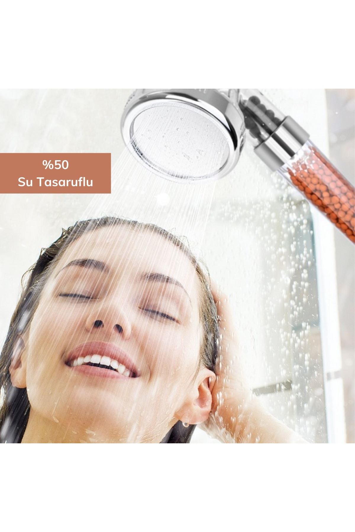 TBL Dekor® %50 Su Tasarruflu ve Arıtmalı Doğal Taşlı Banyo El Duş Başlığı