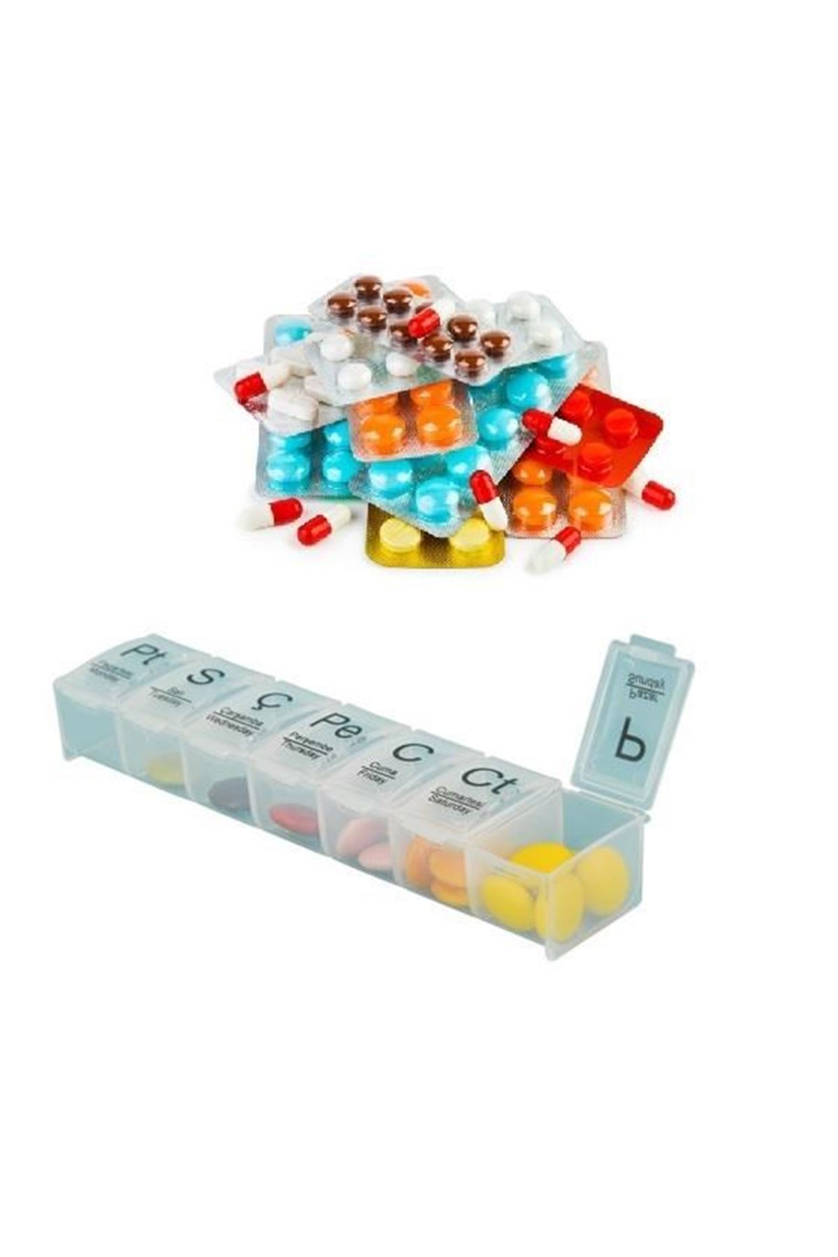 TBL Dekor® Haftalık Günlük İlaç Saklama Kutusu 7 Günlük İlaç  Saklama Kabı