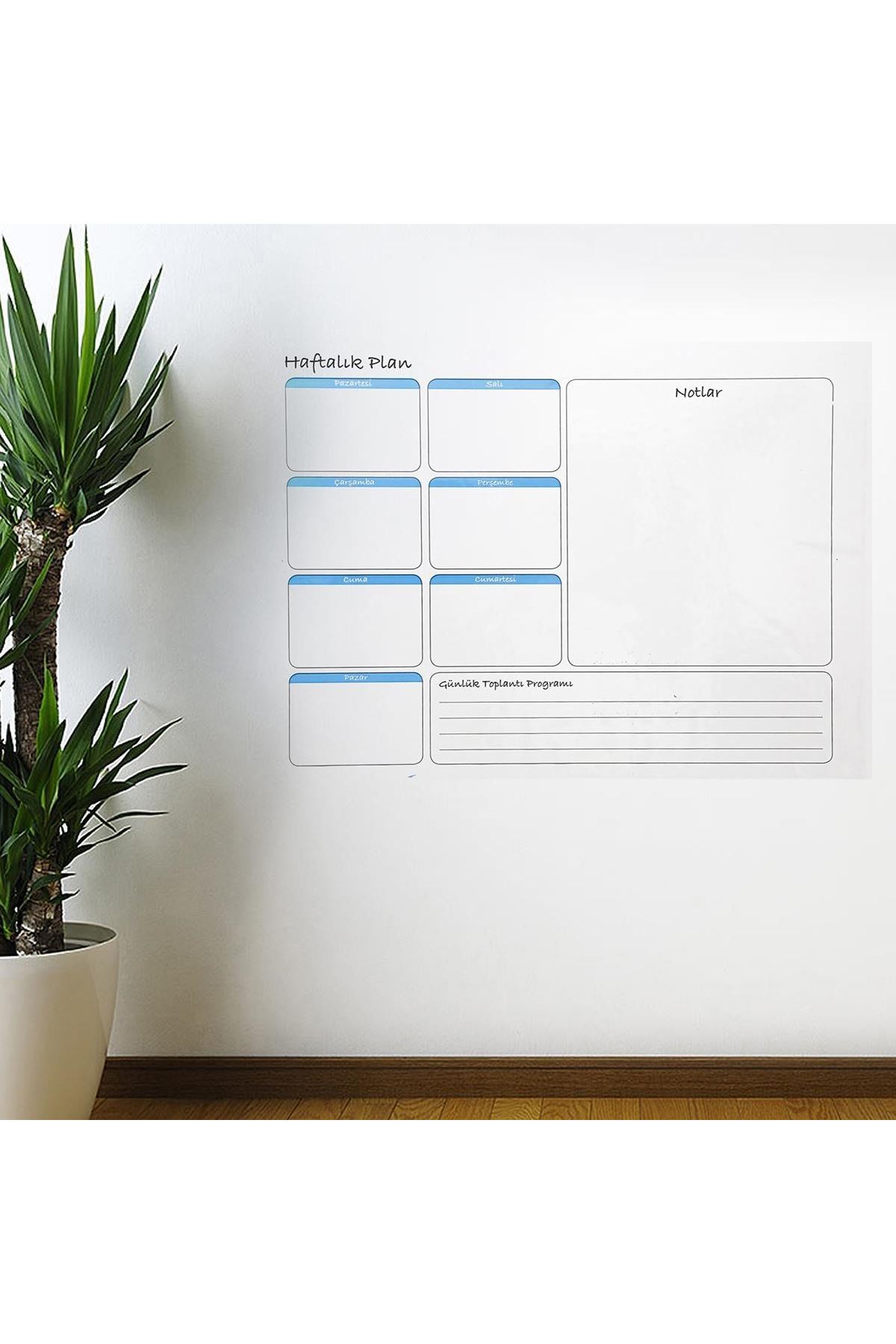 TBL Dekor® Haftalık Planlayıcı Manyetik Duvar Stickerı Takvim 56 cm x 70 cm