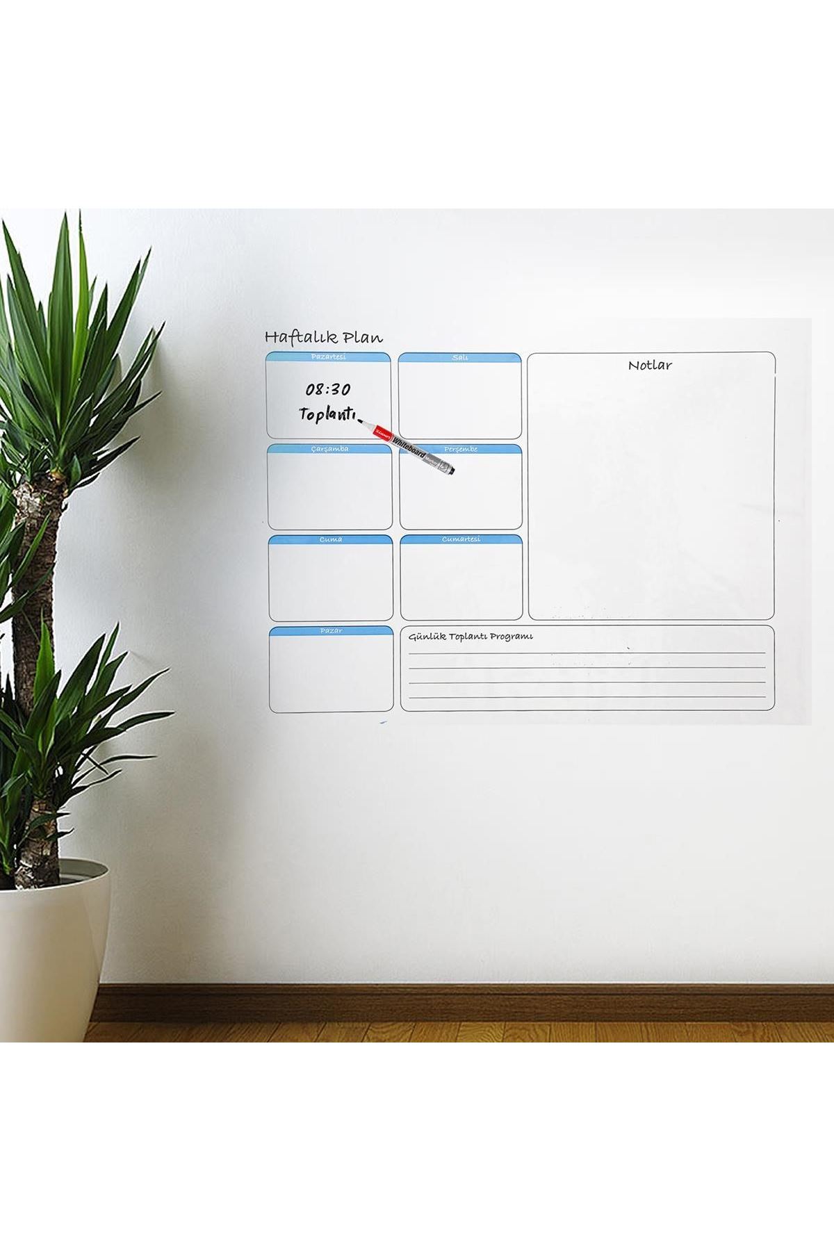 TBL Dekor® Haftalık Planlayıcı Manyetik Duvar Stickerı Takvim 56 cm x 70 cm
