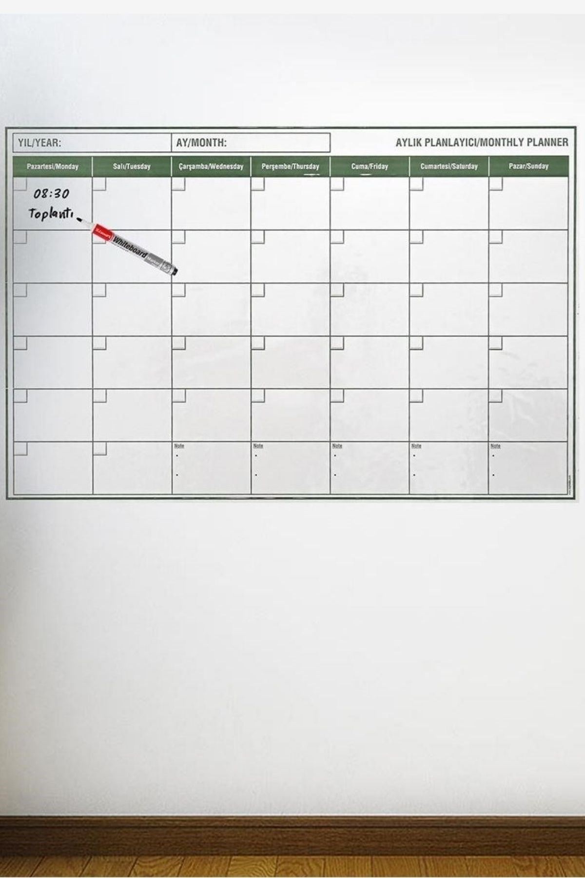TBL Dekor® Manyetik Yapışkanlı Bir Aylık Program Planlayıcı Takvim 85x56 cm