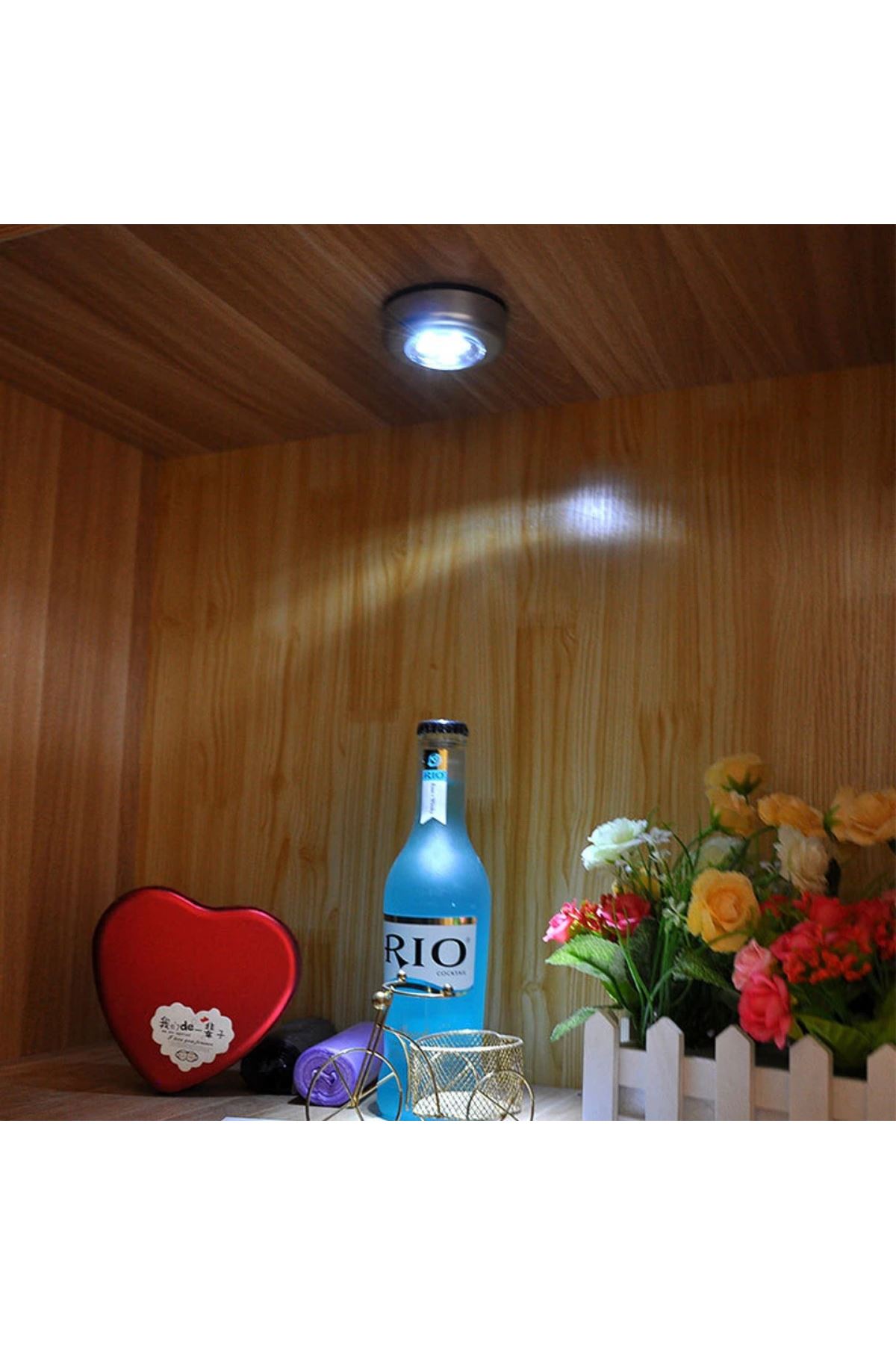 TBL Dekor® Kablosuz Spot Pilli Dokunmatik Led Lamba 3 Ledli Dolap Lambası