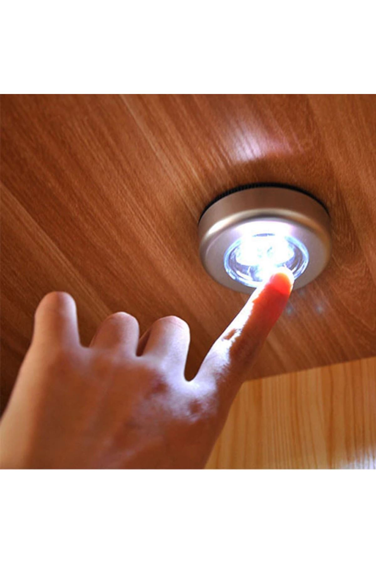 TBL Dekor® Kablosuz Spot Pilli Dokunmatik Led Lamba 3 Ledli Dolap Lambası