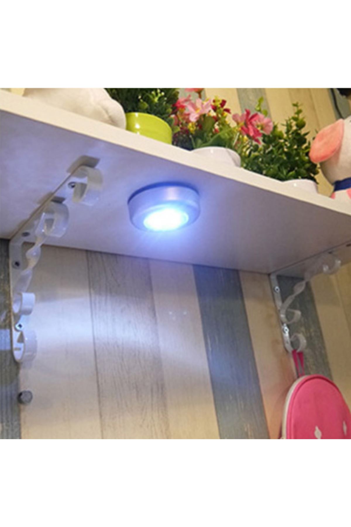 TBL Dekor® Kablosuz Spot Pilli Dokunmatik Led Lamba 3 Ledli Dolap Lambası