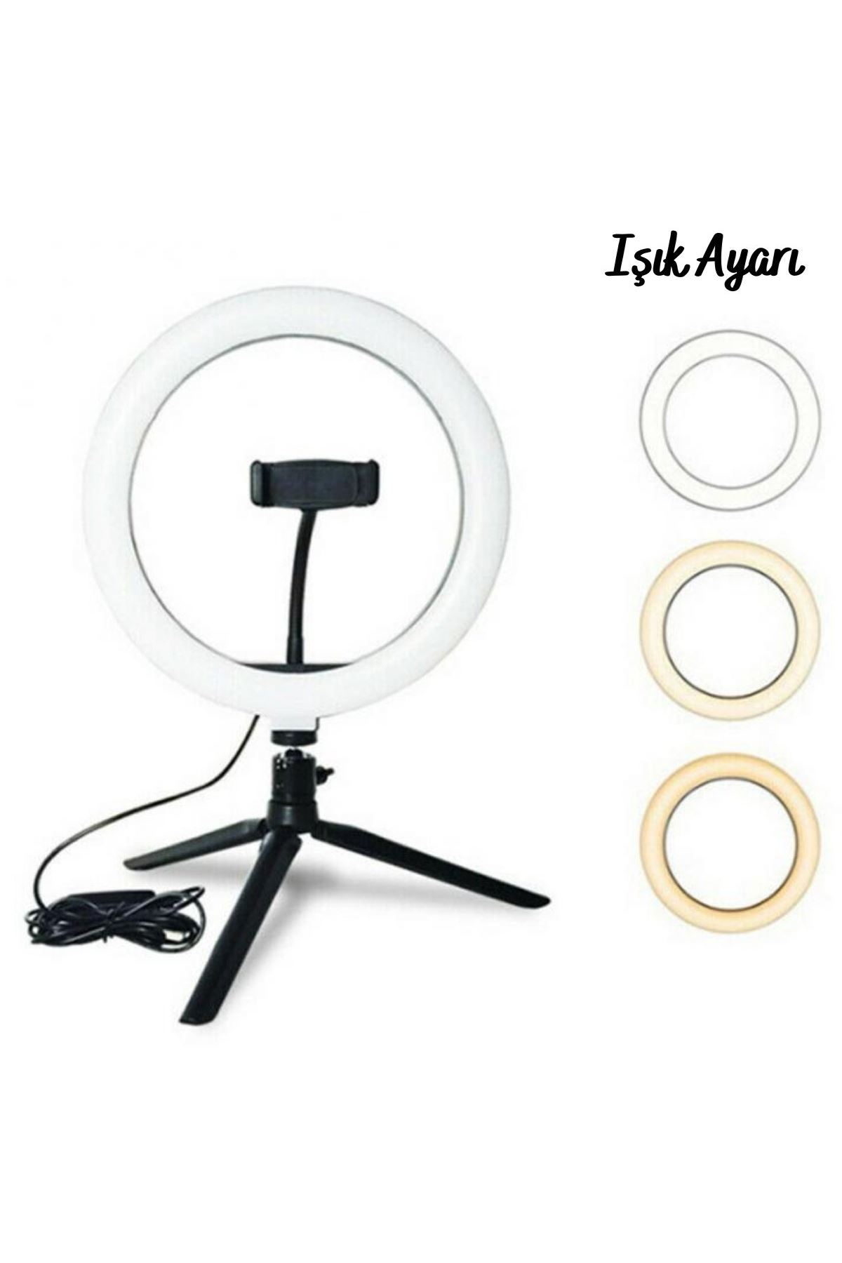 TBL Dekor® 8inç 20cm Youtube Instagram Tiktok Selfie  Stüdyo Video Fotoğraf Ring Light  Tripod Led Halk