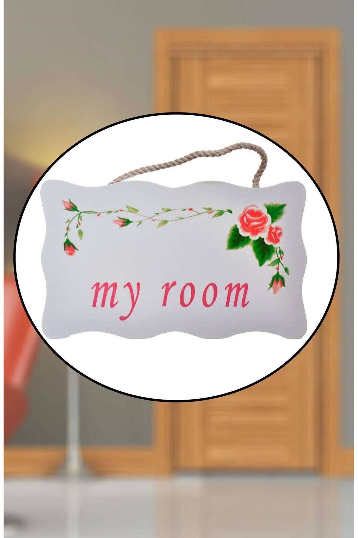 TBL Dekor® Decotown My Room Benim Odam Dekoratif Çiçek Desenli Kapı Askısı
