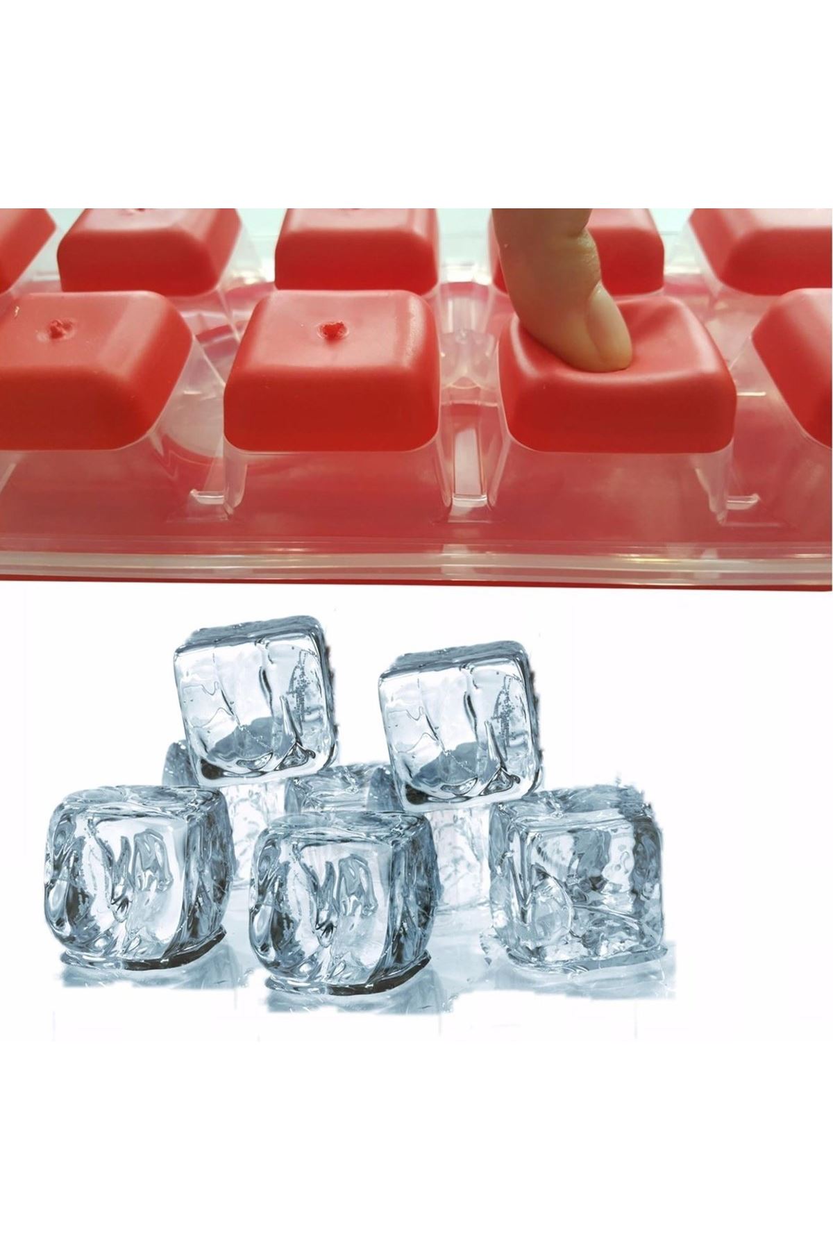 TBL Dekor® 12li Kapaklı Yapışmaz Silikon Tabanlı Plastik Küp Buz Kalıbı
