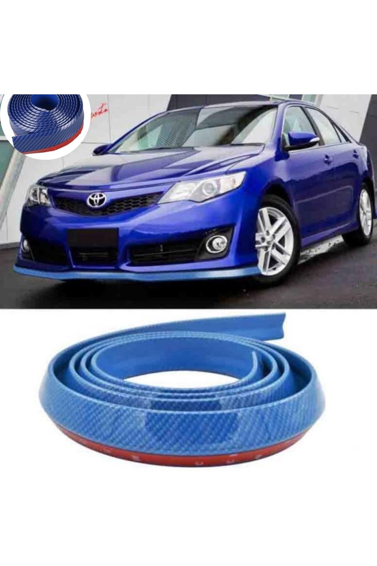 TBL Dekor® Mavi 2,5 Metre Araba Oto Ön Tampon Koruyucu Kauçuk Pratik Tampon Şerit Bant Döşeme Kiti