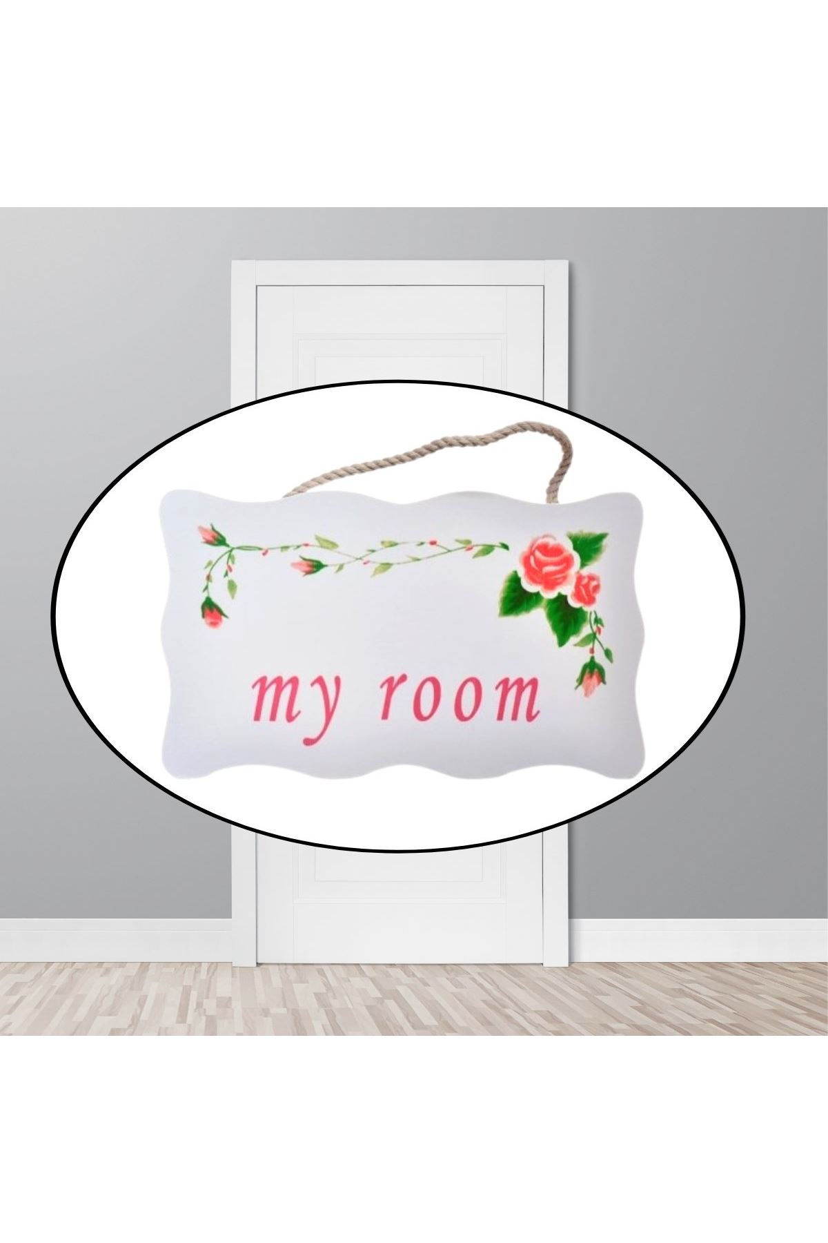 TBL Dekor® Decotown My Room Benim Odam Dekoratif Çiçek Desenli Kapı Askısı
