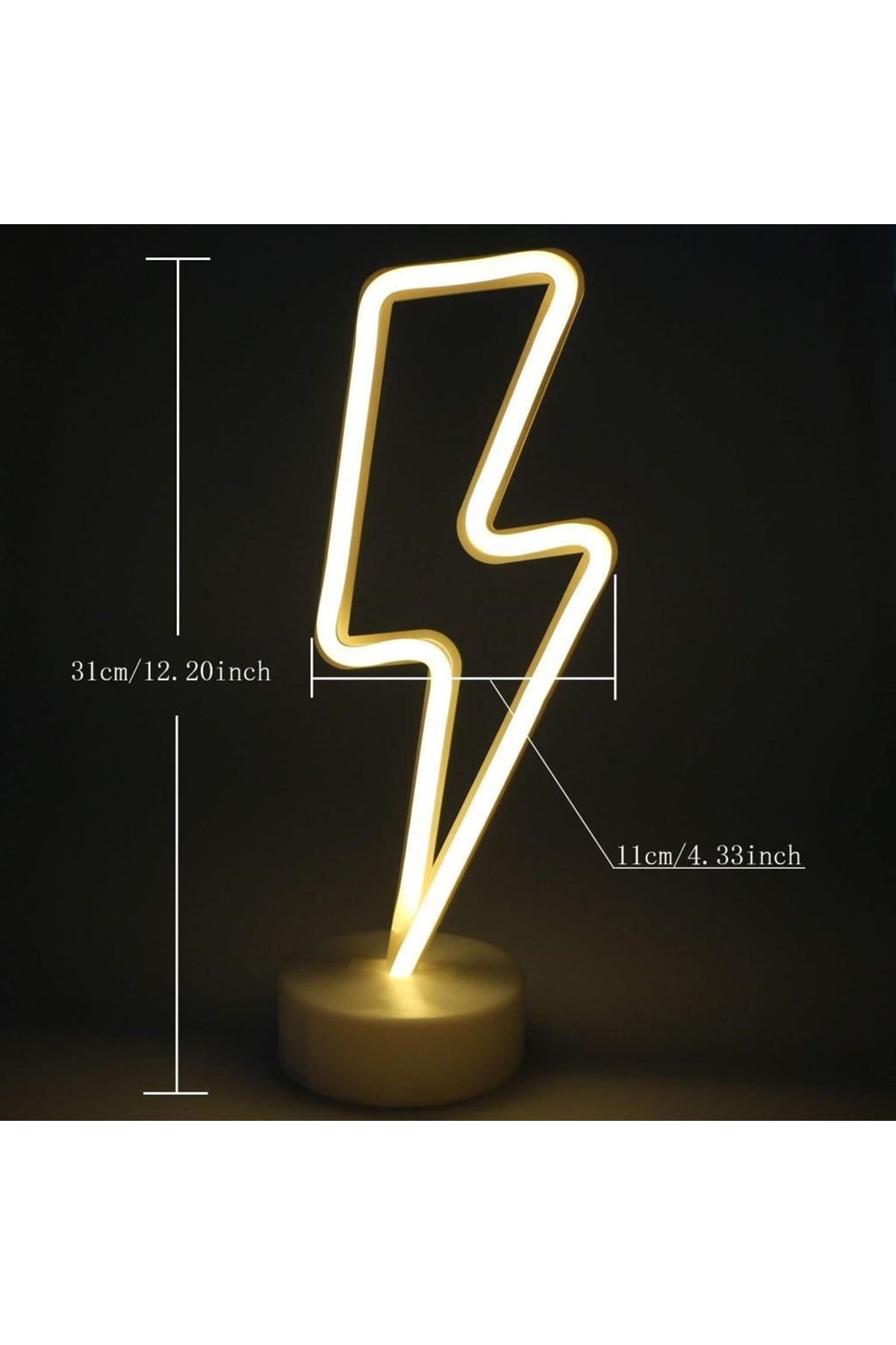 TBL Dekor® Dekoratif Şimşek Şeklinde Pilli Neon Led Lamba Süs Masa Lambası