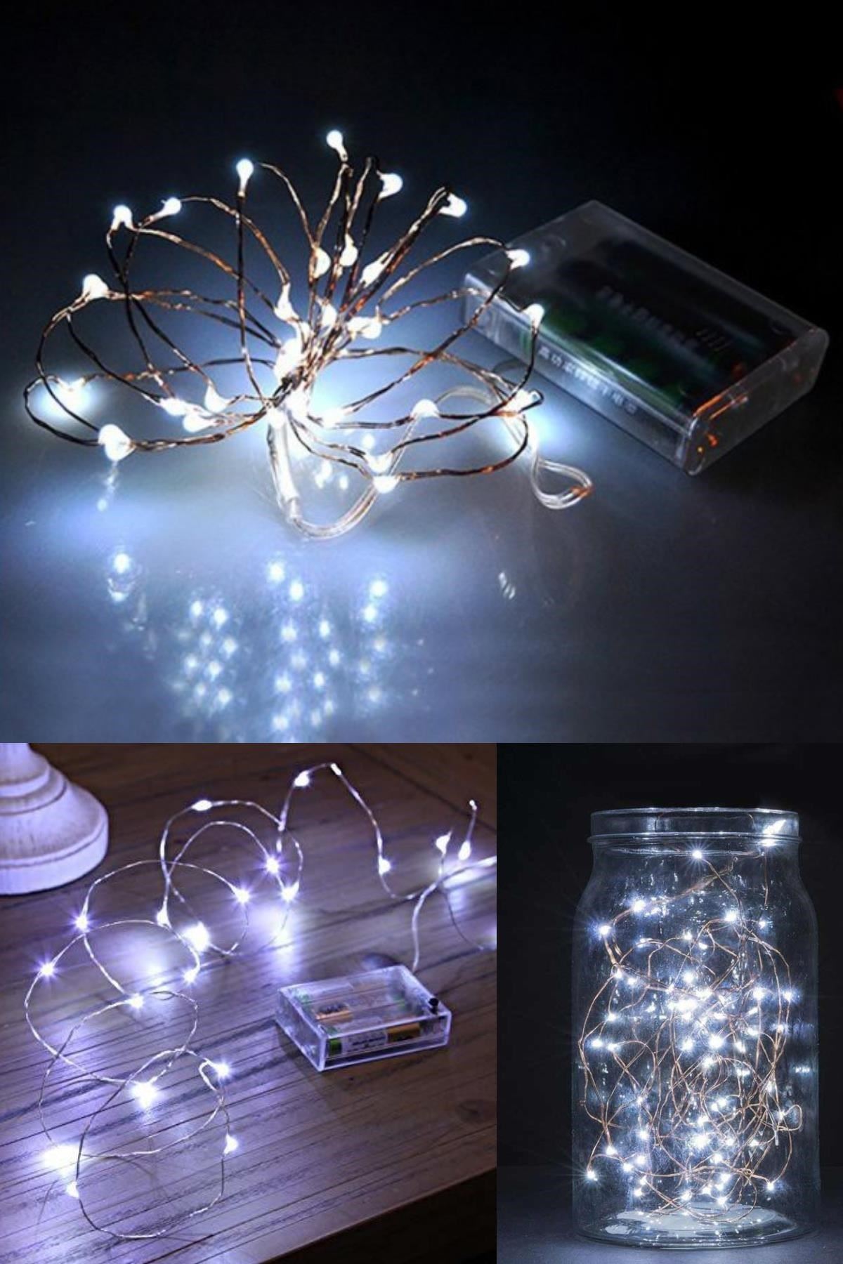 TBL Dekor® Pilli 5 metre Dekoratif Peri Led Beyaz Aydınlatma Süsleme Lambası