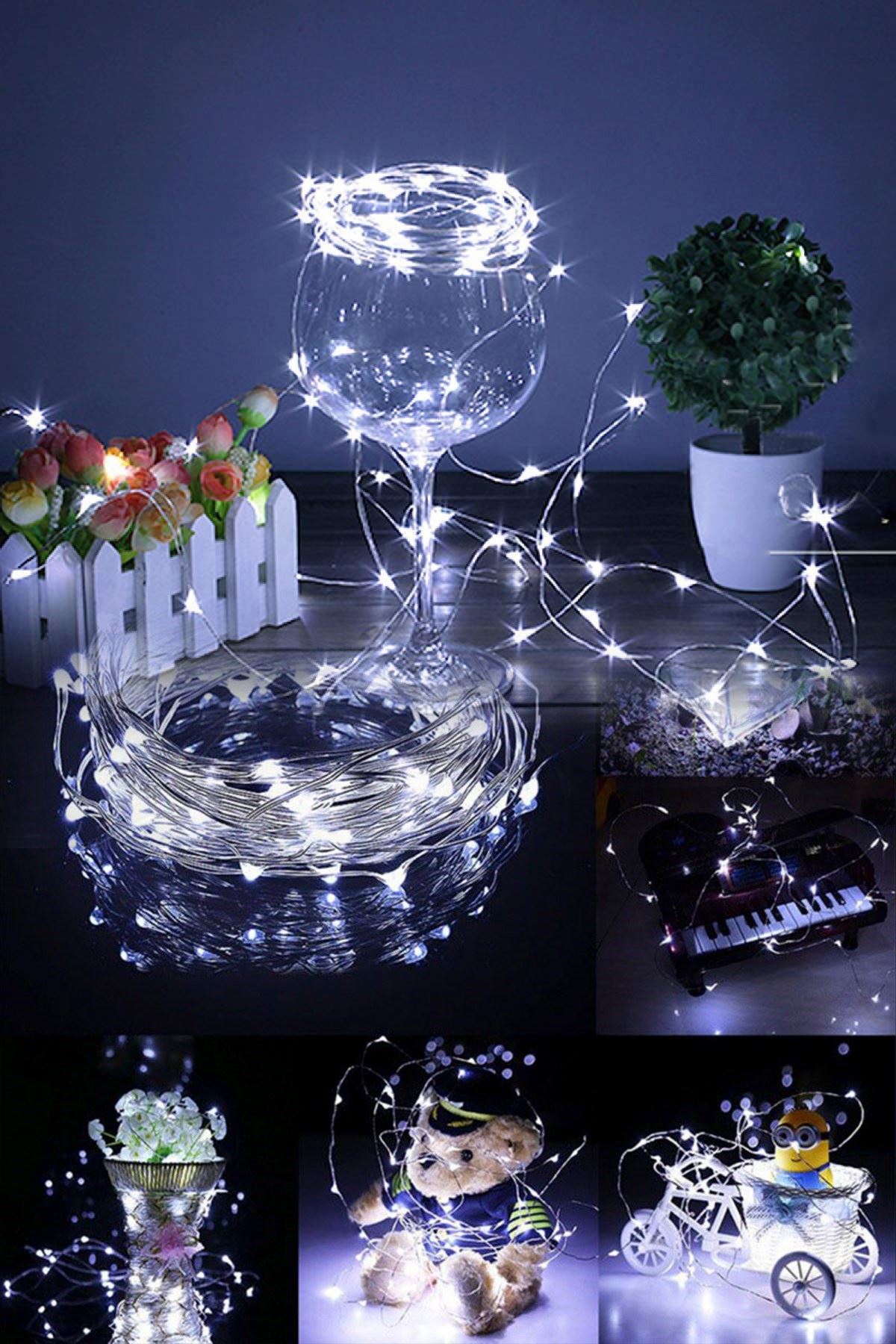 TBL Dekor® Pilli 5 metre Dekoratif Peri Led Beyaz Aydınlatma Süsleme Lambası
