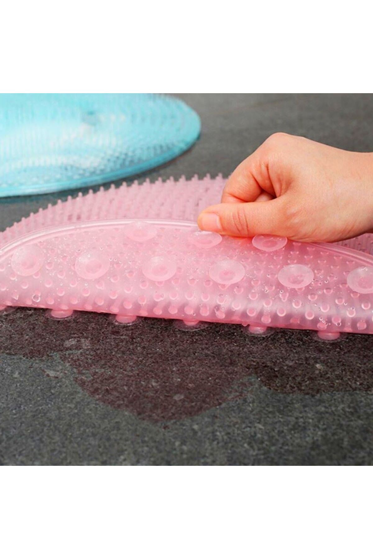 TBL Dekor® Silikon Fırçalı Banyo Masaj Matı ve  Ayaklar için Topuk Masaj Paspası