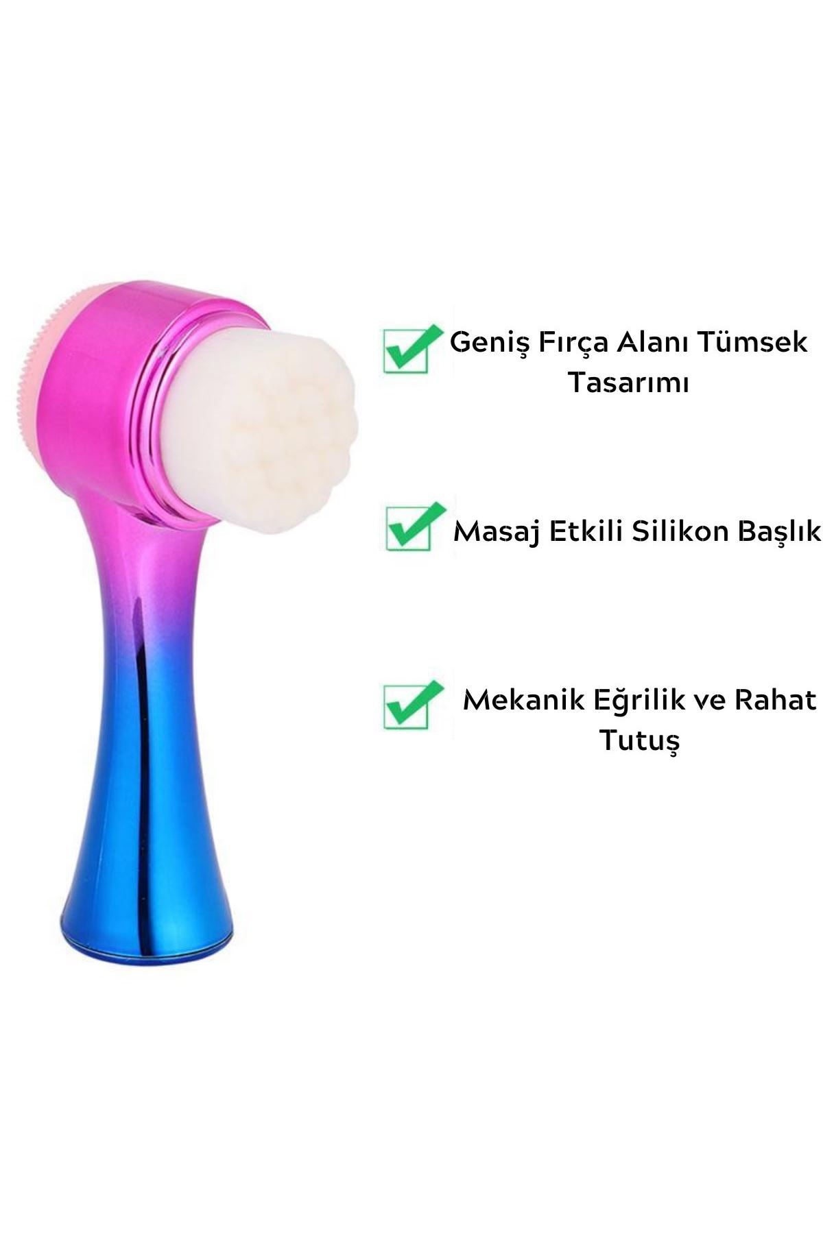 TBL Dekor® Çift İşlevli Renkli Cilt Yüz Temizleme Fırçası Peeling Masaj Etkili Gözenek Temizleyici Alet