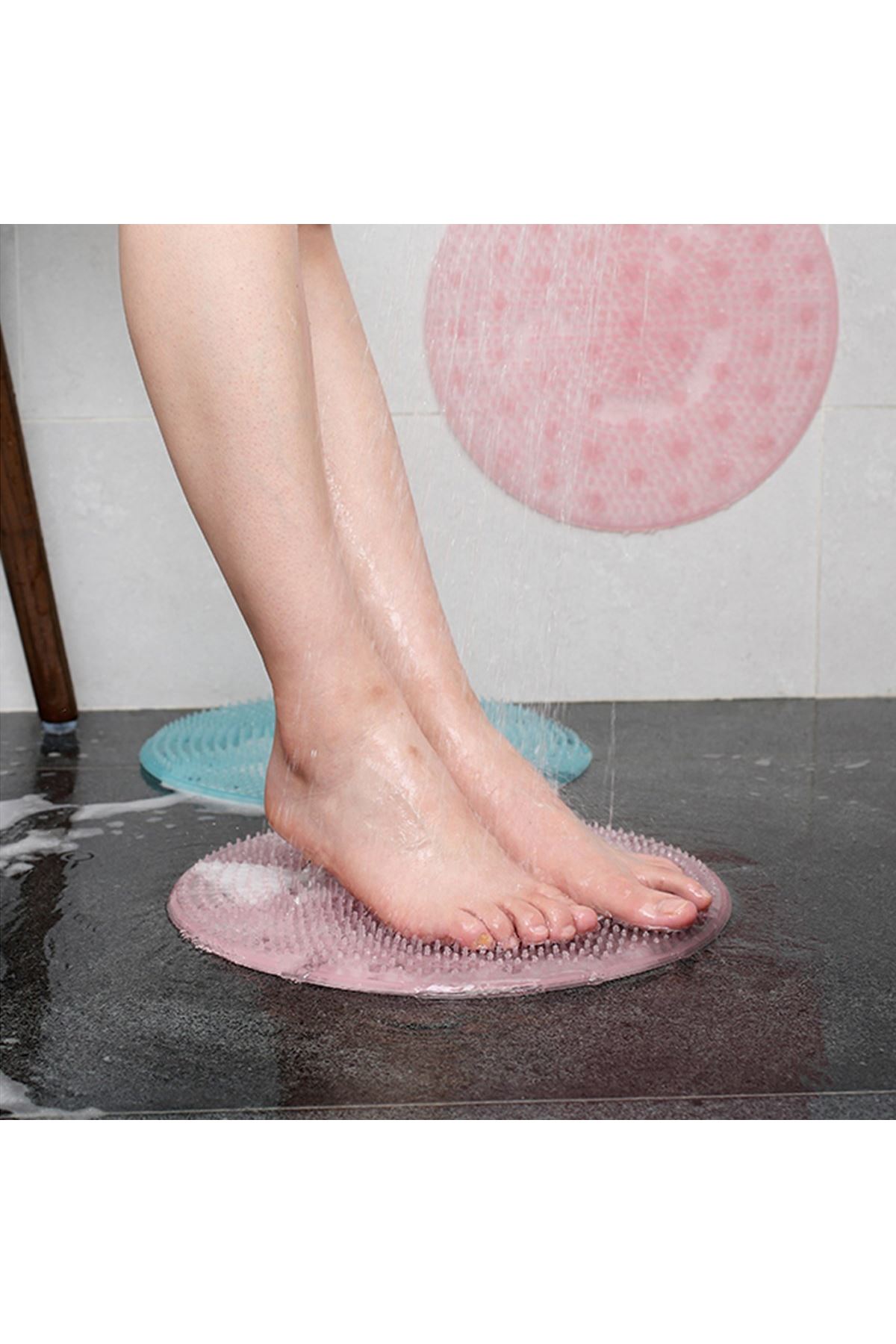 TBL Dekor® Silikon Fırçalı Banyo Masaj Matı ve  Ayaklar için Topuk Masaj Paspası