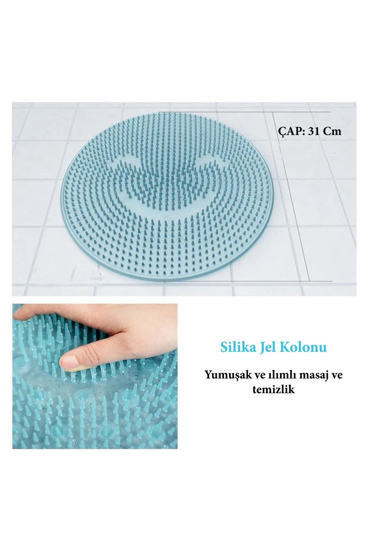 TBL Dekor® Silikon Fırçalı Banyo Masaj Matı ve  Ayaklar için Topuk Masaj Paspası