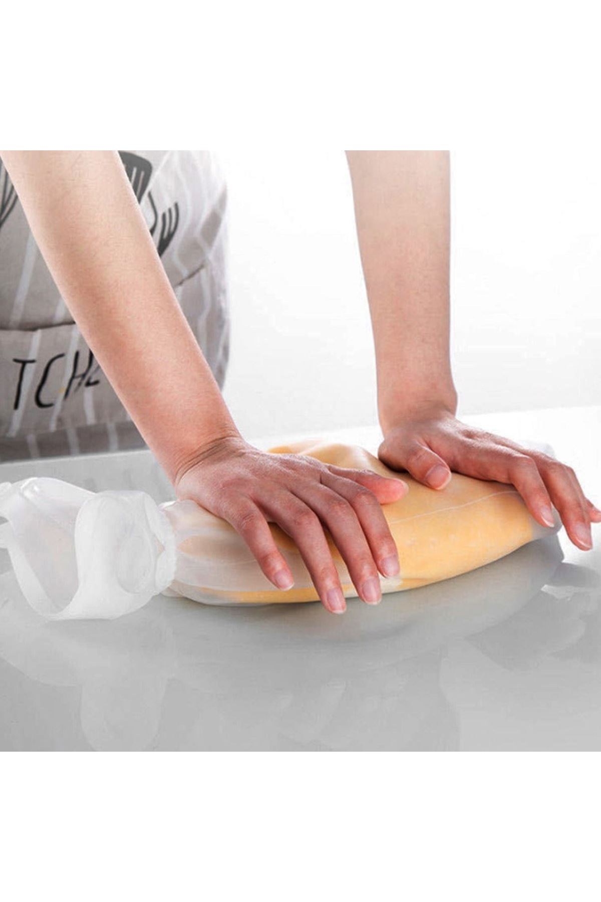 TBL Dekor® Orta Hamur Torbası Silikon Şeffaf Hamur Yoğurma Torbası Ekmek Makarna Mantı  Hamuru Kolay Yo
