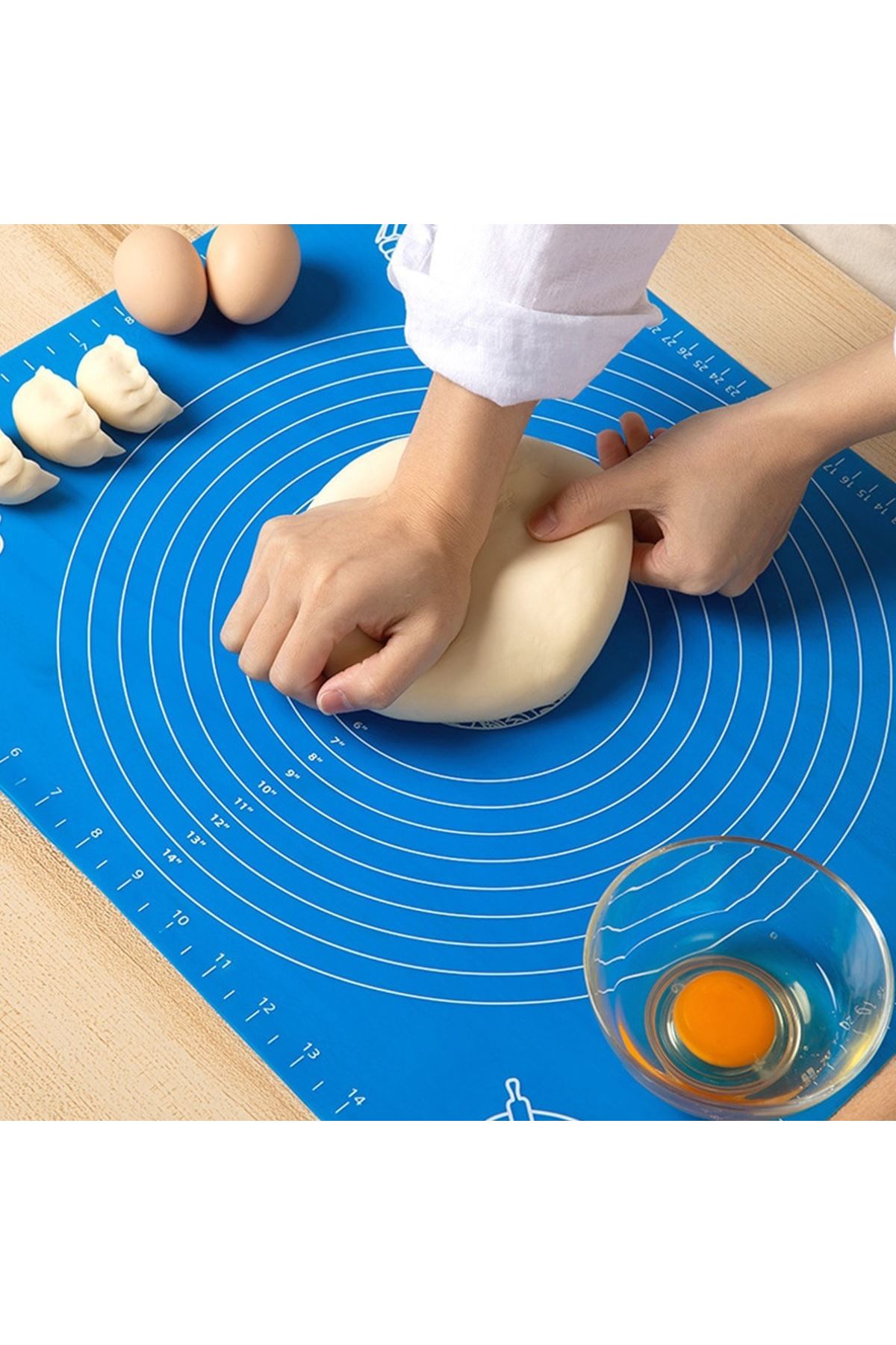TBL Dekor® 40*50 cm Silikon Ölçekli Kullanımı Kolay Hamur Açma Matı Ekmek Mantı Makarna Hamuru Yoğurma