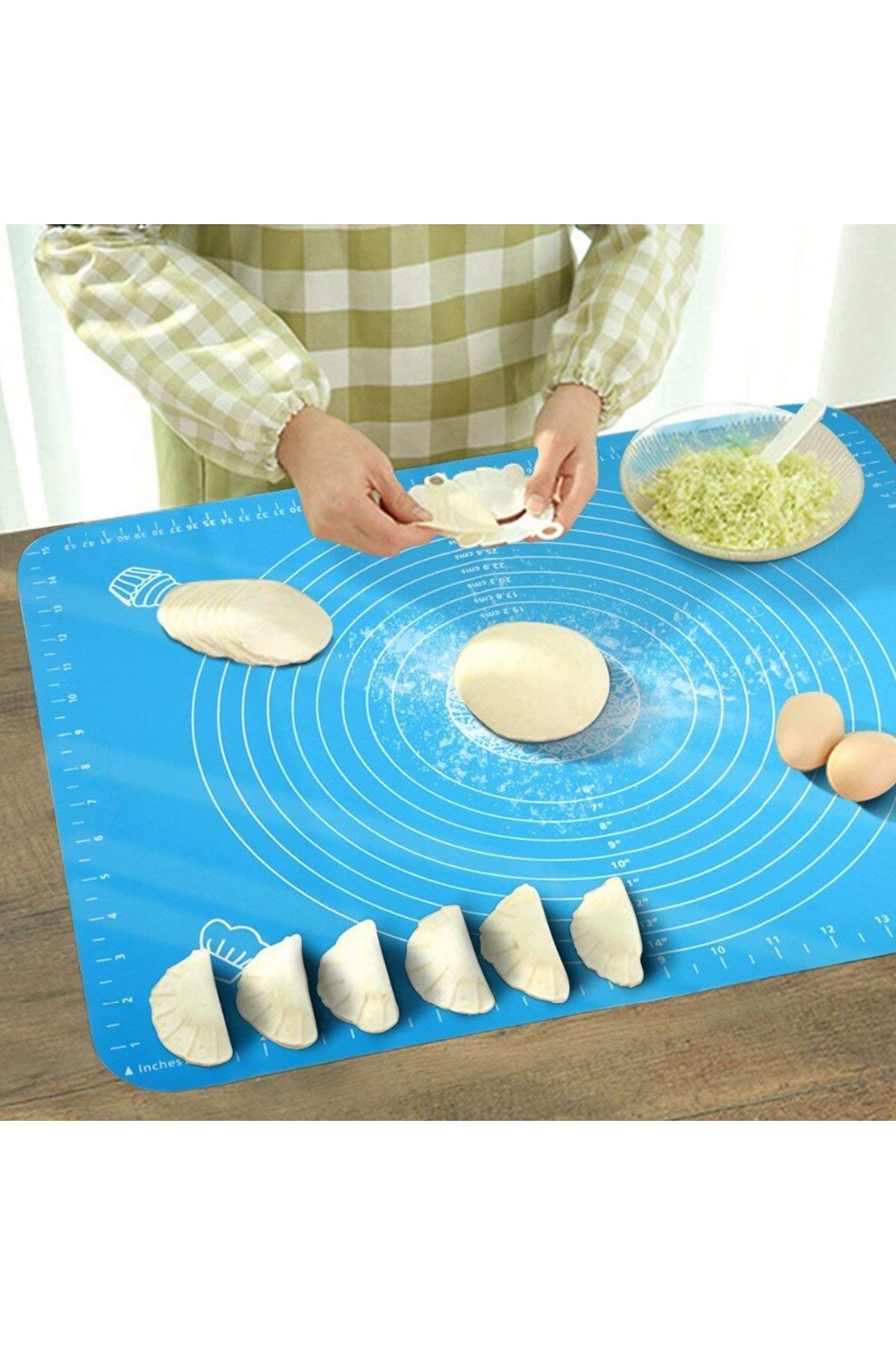 TBL Dekor® 40*50 cm Silikon Ölçekli Kullanımı Kolay Hamur Açma Matı Ekmek Mantı Makarna Hamuru Yoğurma