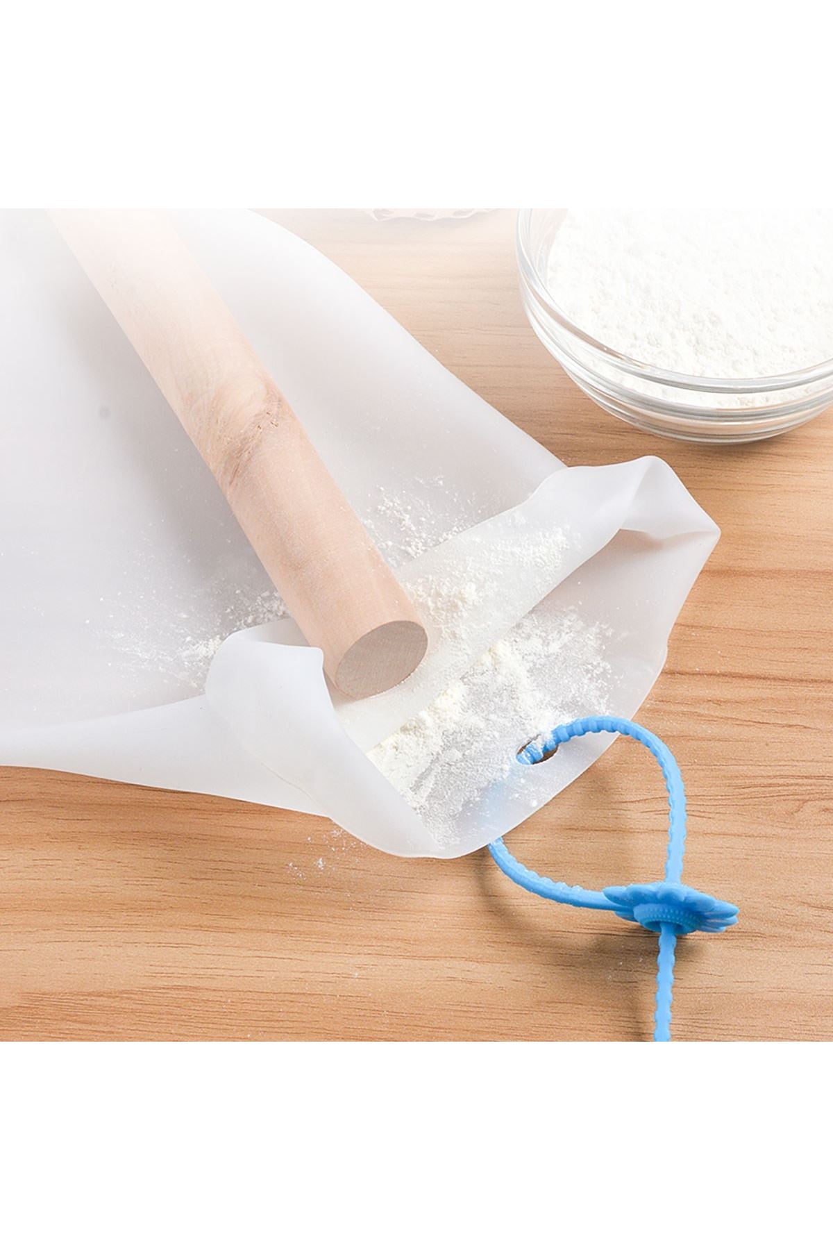 TBL Dekor® Büyük  Hamur Torbası  Silikon Şeffaf Hamur Yoğurma Torbası Ekmek Makarna Mantı  Hamuru Kolay