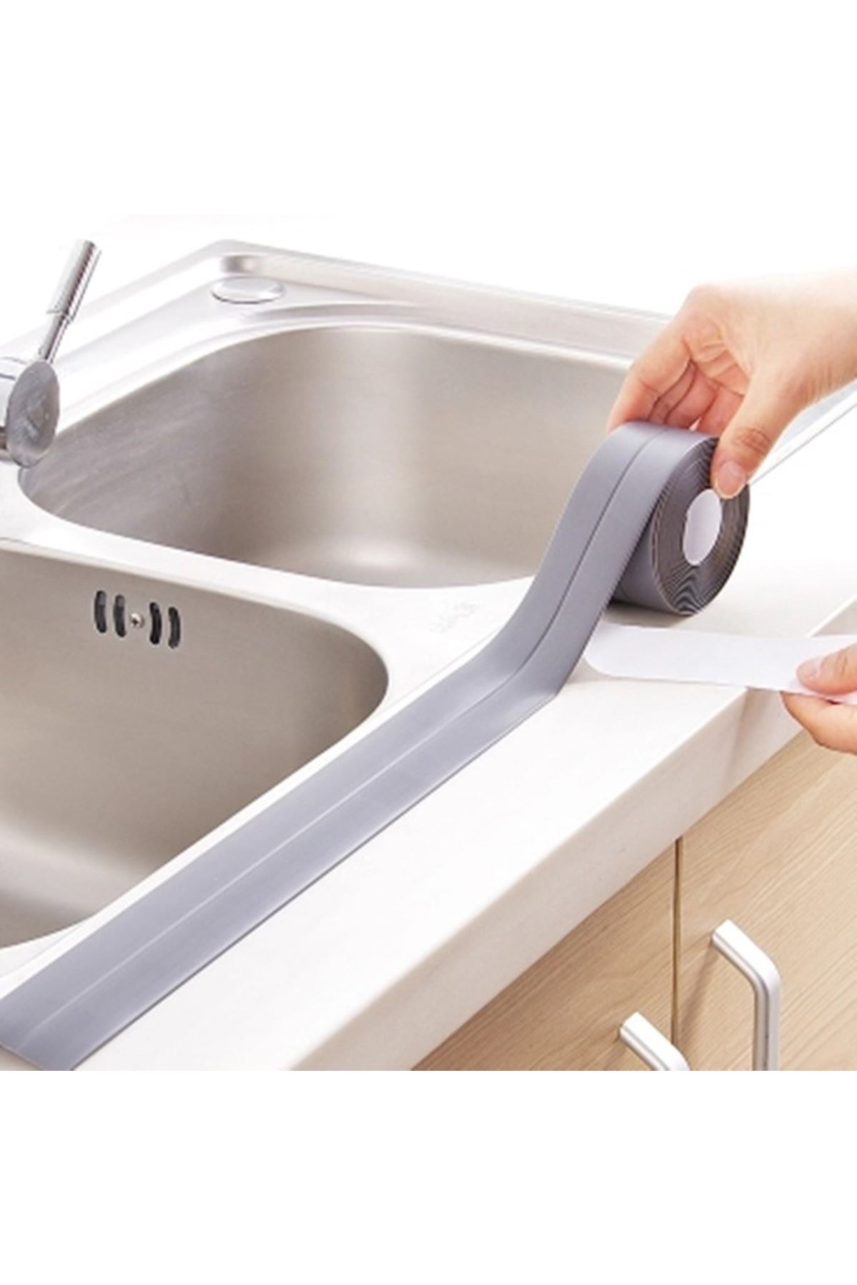 TBL Dekor® Gri Su Sızdırmaz  Banyo Mutfak Lavabo Küvet İzolasyon Şerit Bant
