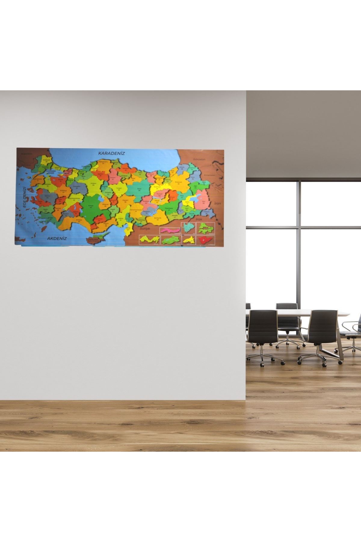 TBL Dekor® Renkli Türkiye Haritası Manyetik Yapıştırıcı Gerektirmeyen Duvar Stickerı 118 CM * 56 CM