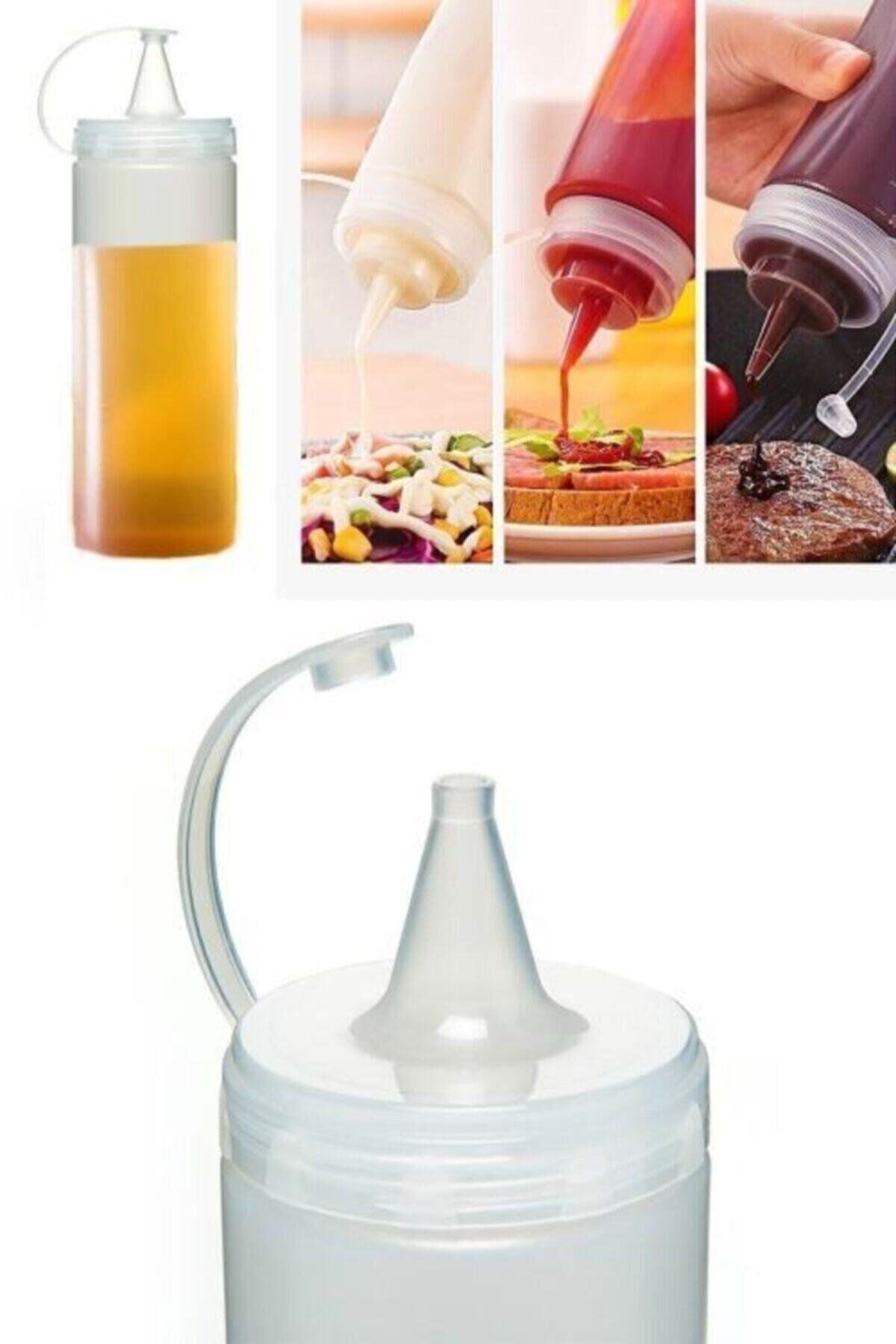 TBL Dekor® Şeffaf Kapaklı Sızdırmaz Yağlık Sosluk Şişesi Plastik Yağdanlık 400 ml AP-9028