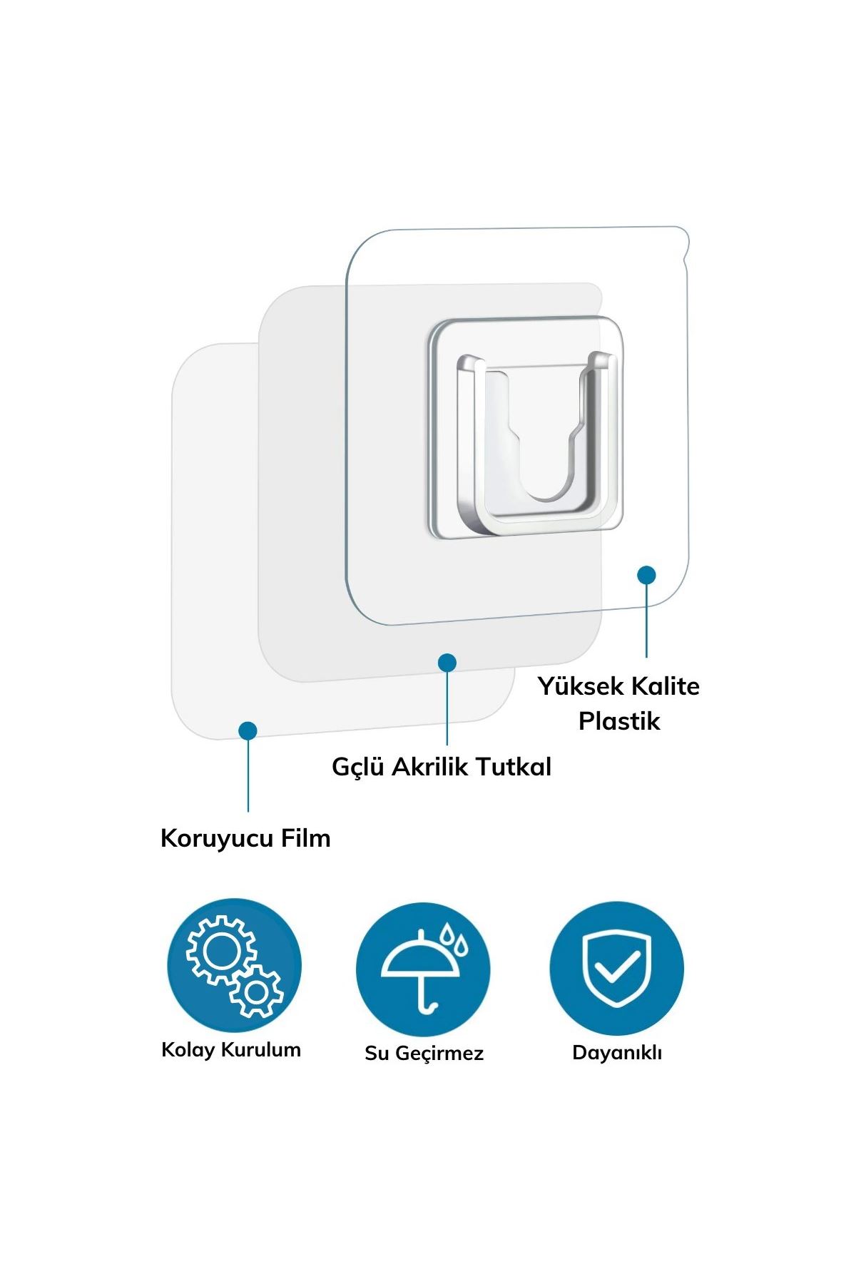 TBL Dekor® Eşya Sabitleme Askısı 10 Çift Şeffaf Çift Taraflı Yapışkanlı Geçmeli Klips