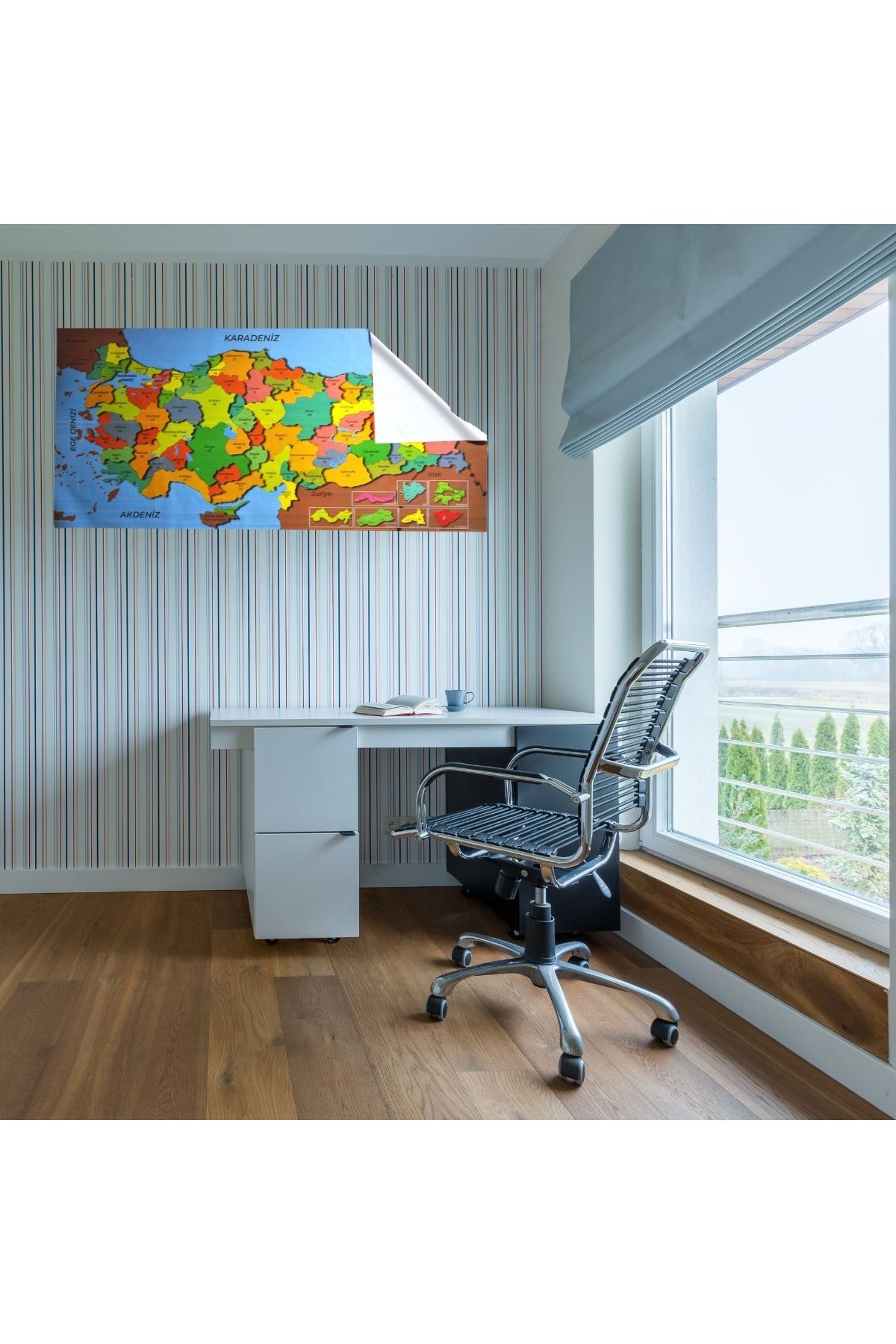 TBL Dekor® Renkli Türkiye Haritası Manyetik Yapıştırıcı Gerektirmeyen Duvar Stickerı 118 CM * 56 CM