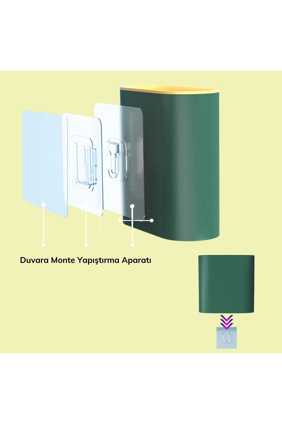 TBL Dekor® Duvara Monte Edilebilir Kapaklı Askılı Klozet Yumuşak Silikon Başlıklı Tuvalet Fırçası Seti