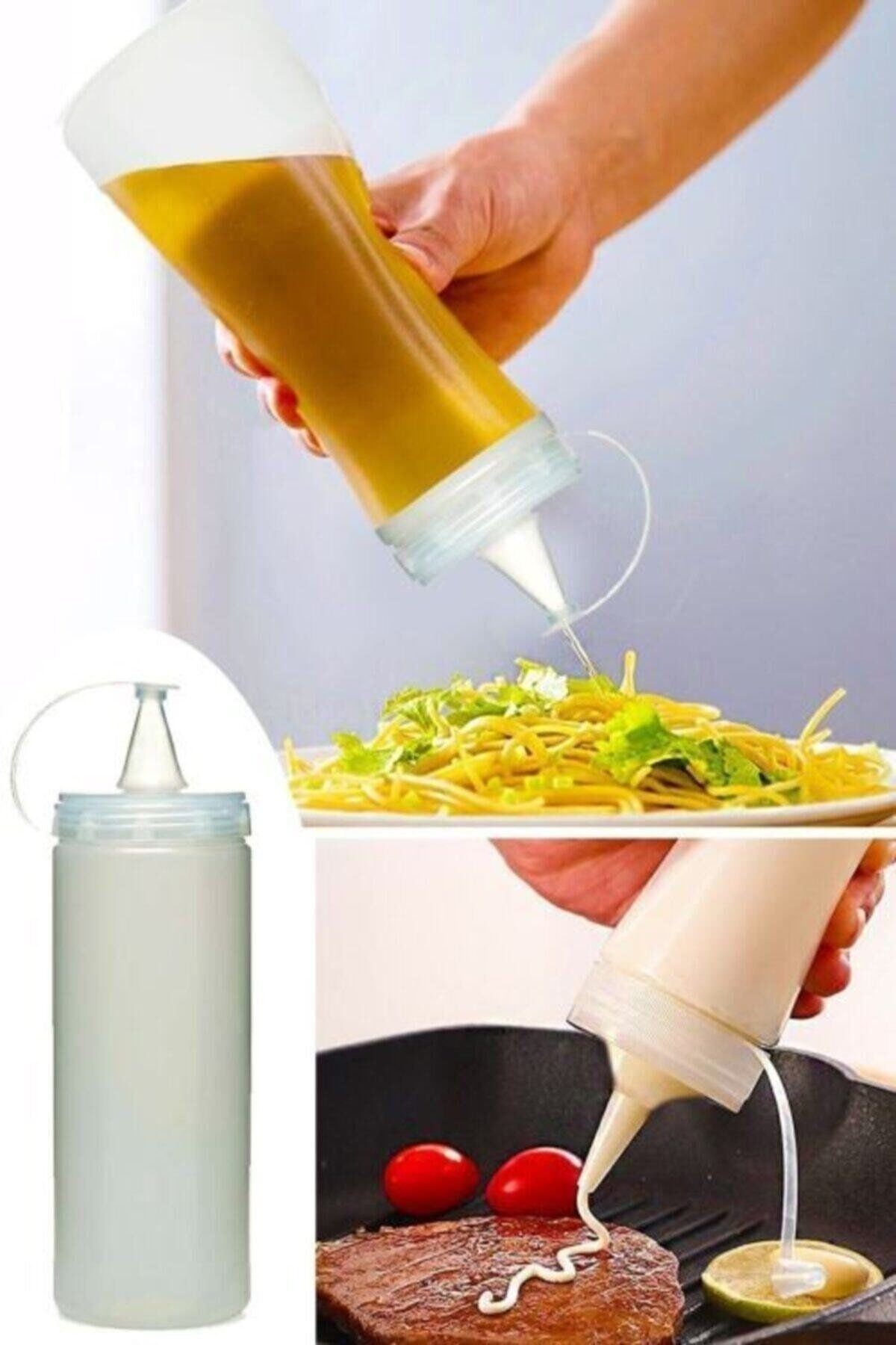 TBL Dekor® Şeffaf Kapaklı Sızdırmaz Yağlık Sosluk Şişesi Plastik Yağdanlık 400 ml AP-9028